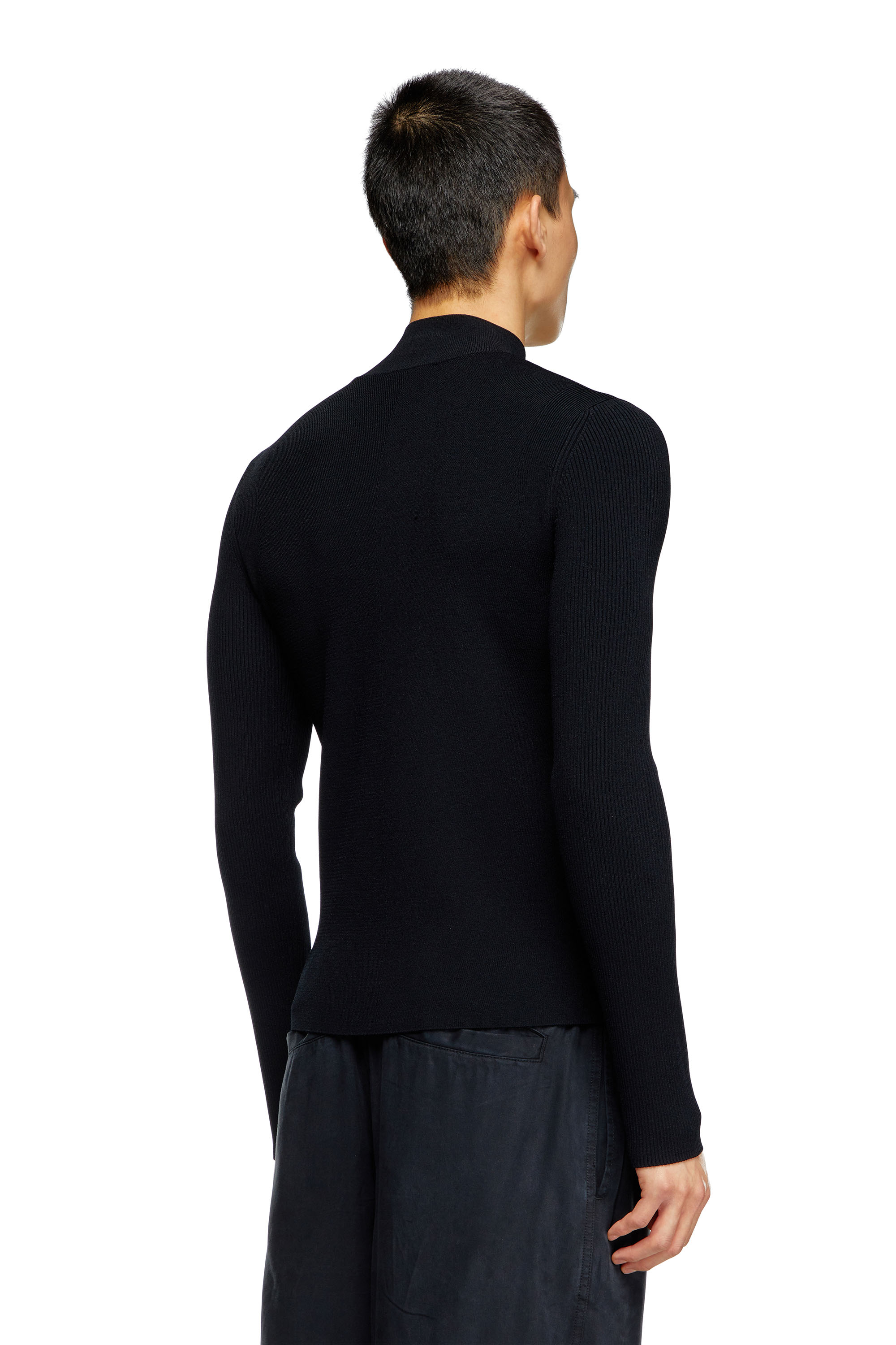 Diesel - K-ZACKARY, Male's Mock-neck jumper with Oval D in Black - 5
