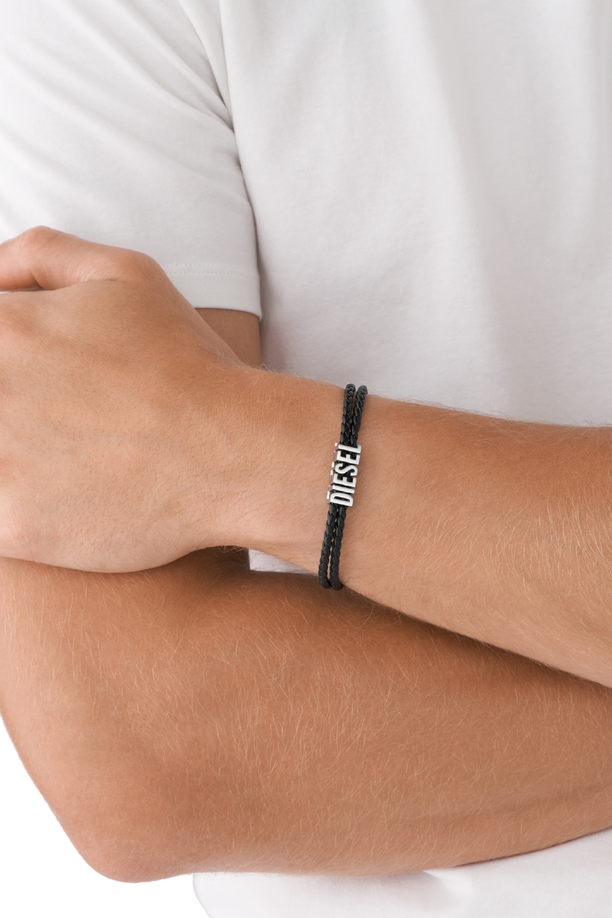 Men's Black leather bracelet | Black | Diesel