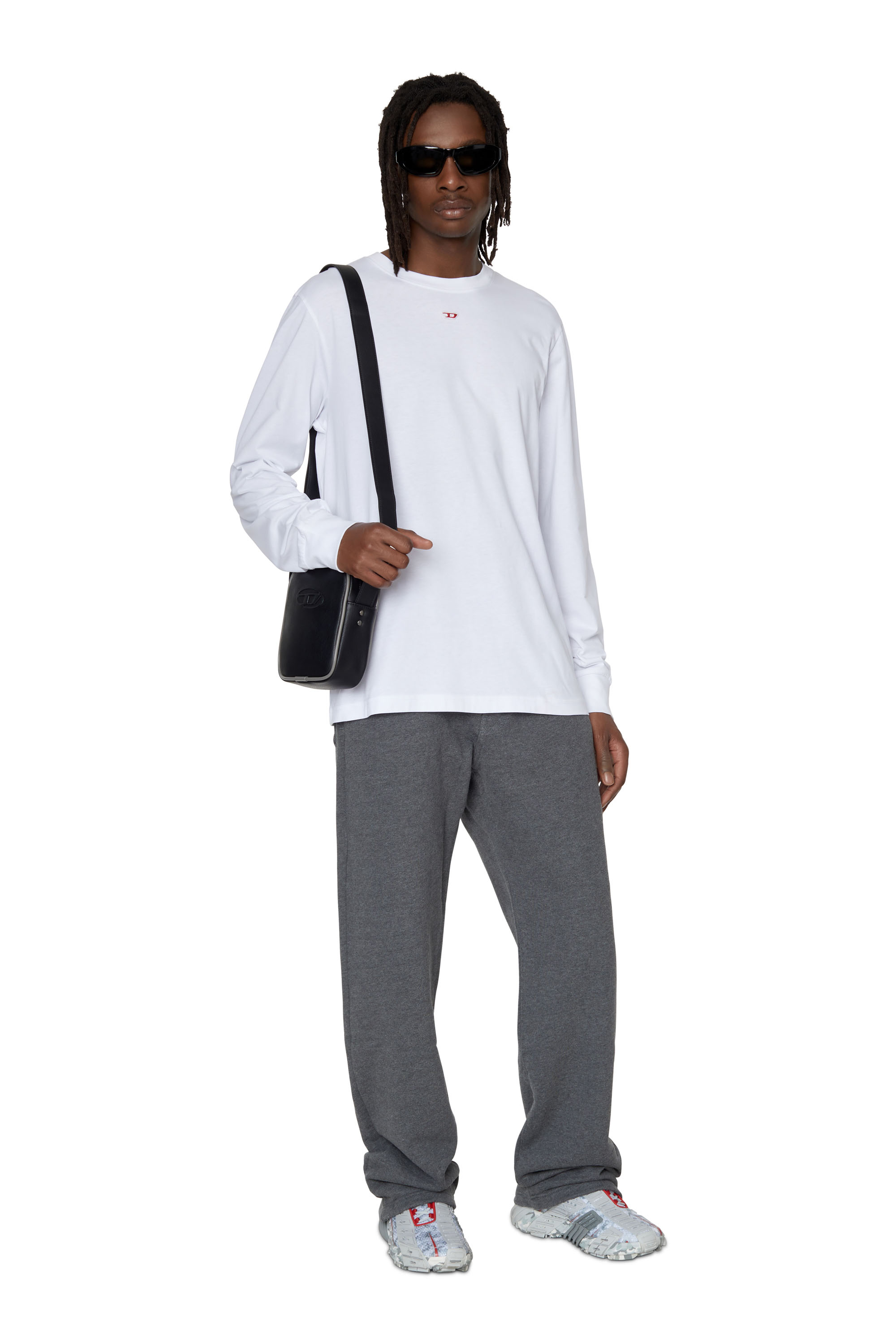 Diesel - T-JUST-LS-D, Man's Long-sleeve T-shirt with logo patch in White - 1