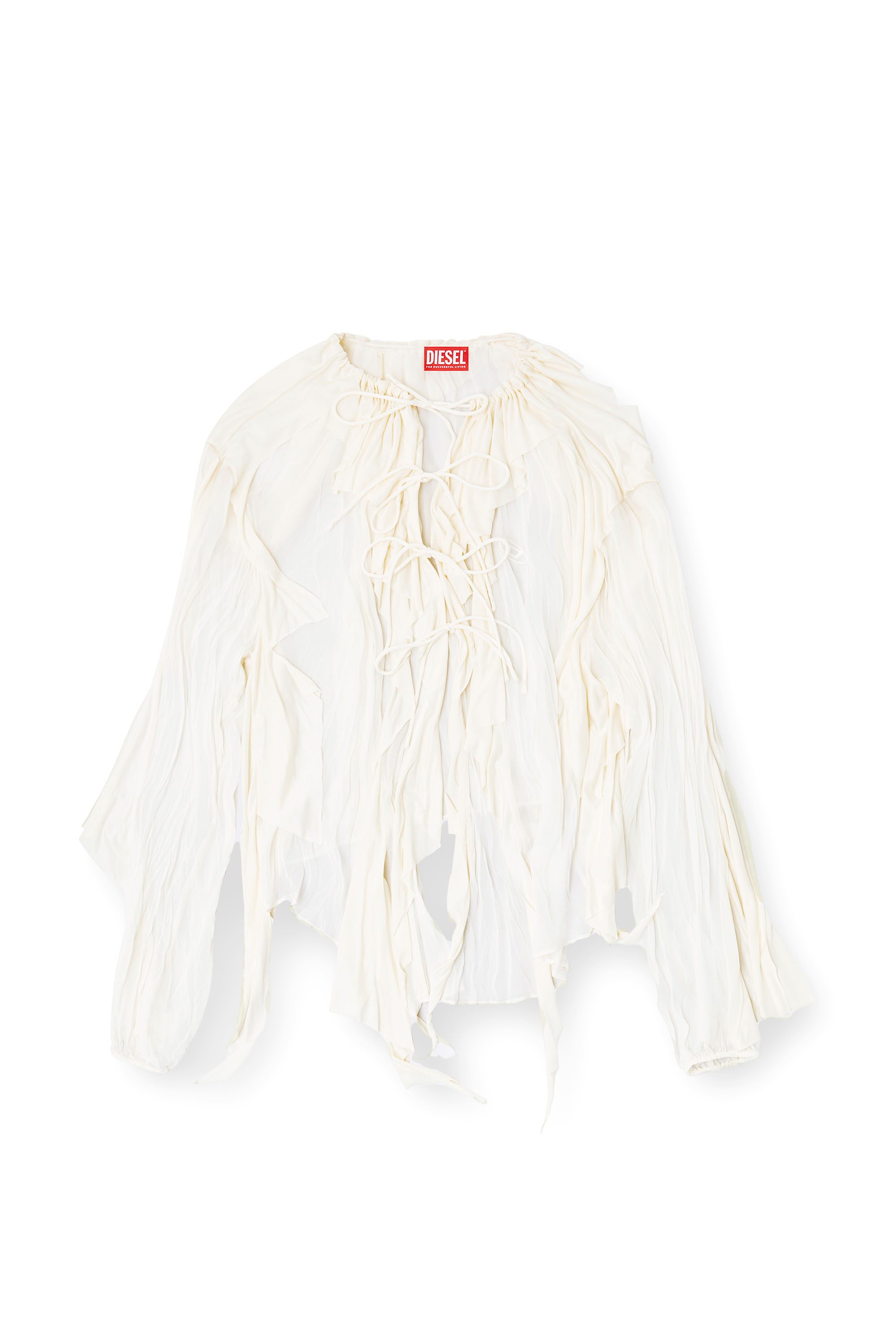 Diesel - C-LASSY, Female's Flounce blouse in crinkled muslin in White - 3