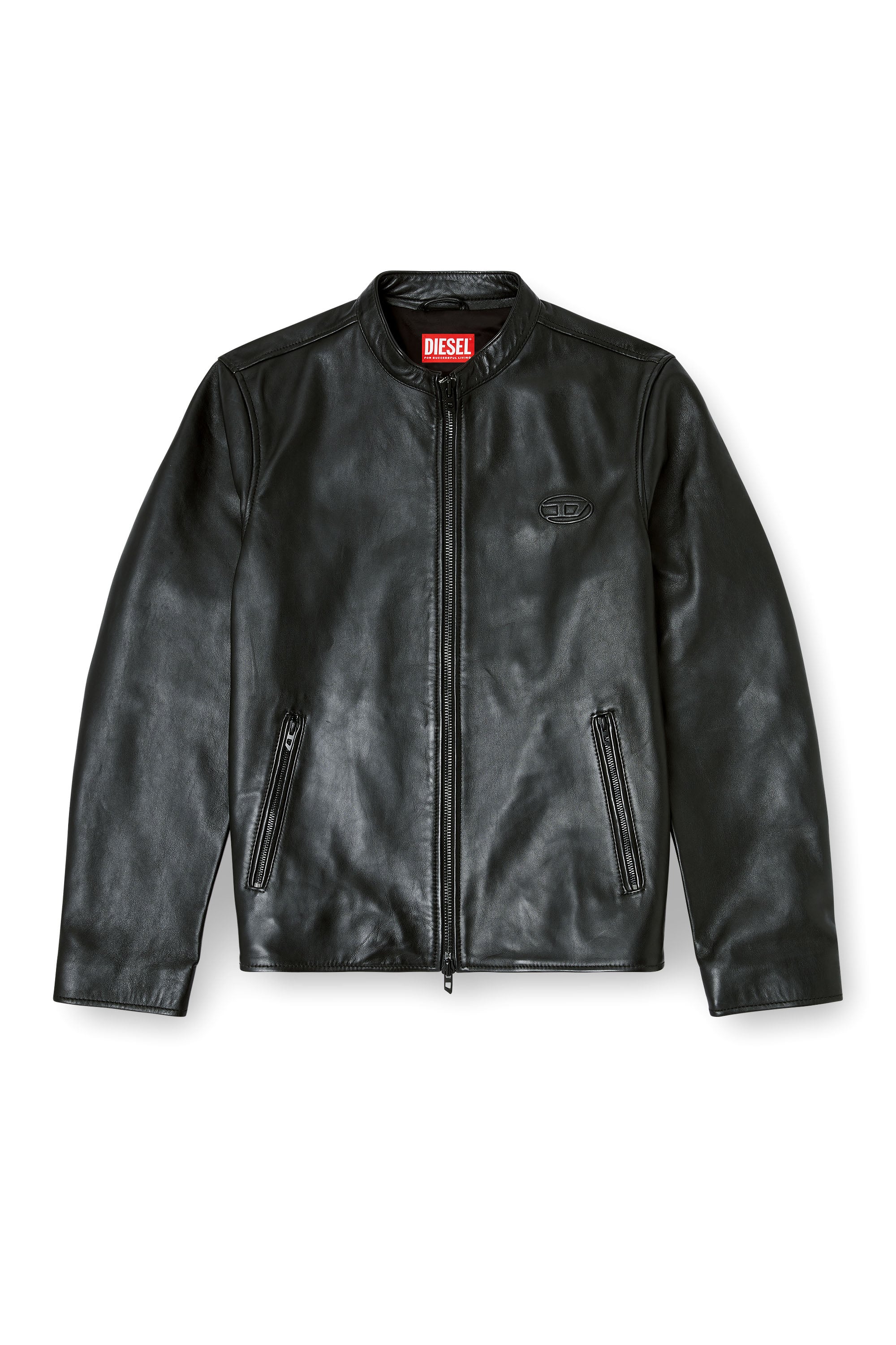 Diesel - L-TAD-WRD, Man's Biker jacket in waxed leather in Black - 3