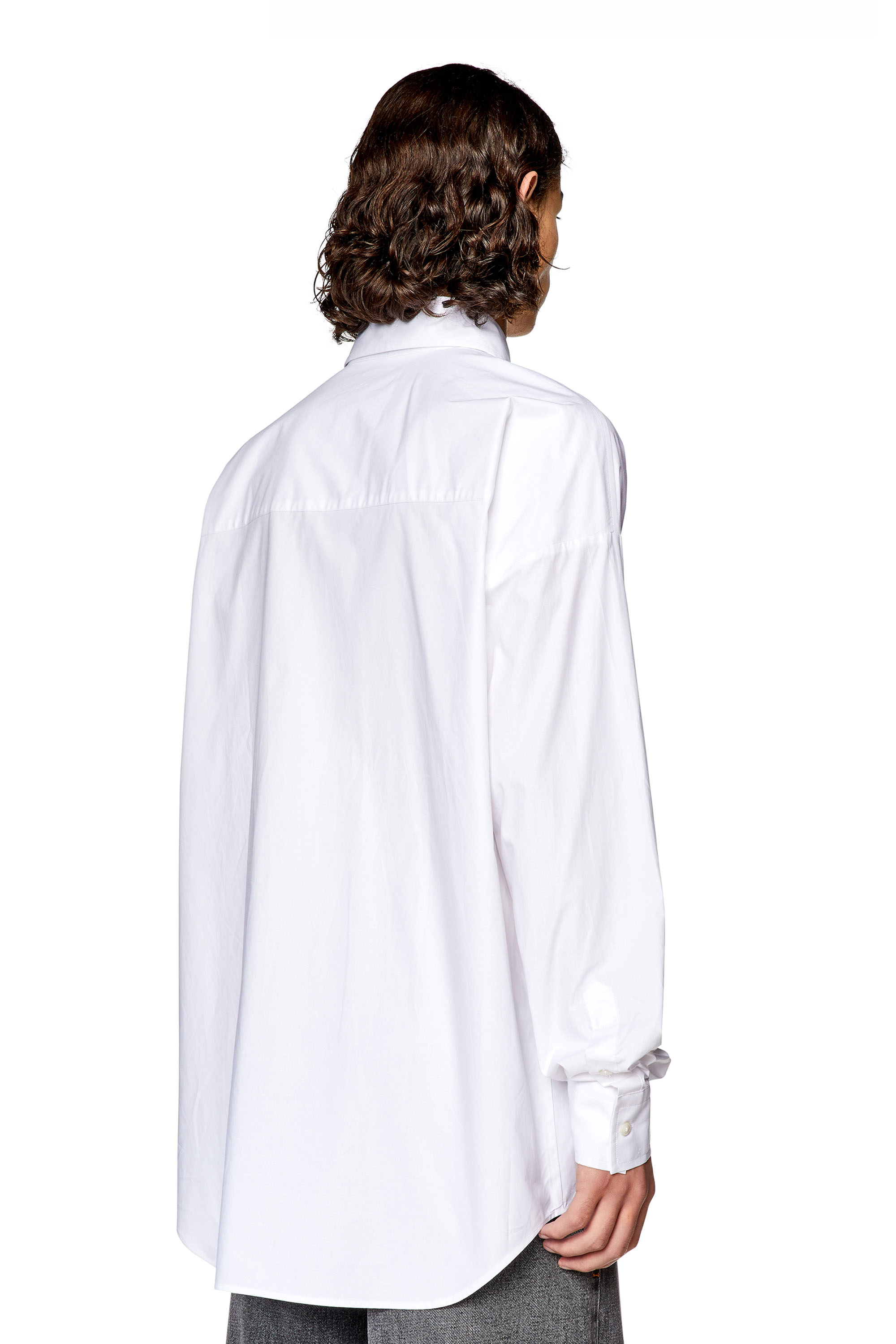 ◆DIESEL◆ Rune D Logo Embroidered Shirt One Piece White A10 Men's Poplin shirt with oval D embroidery | White | Diesel