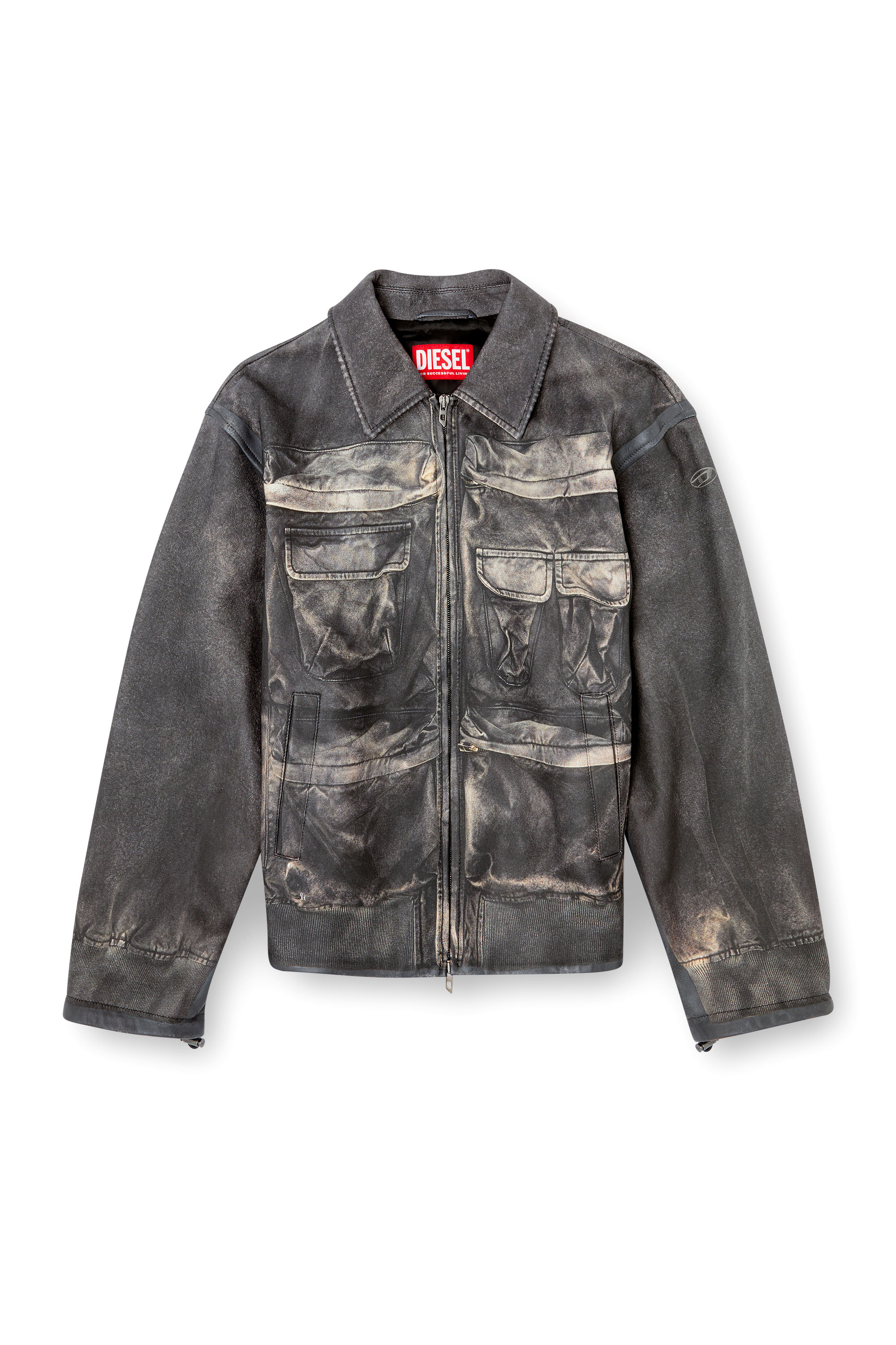 Diesel - L-MAYER, Veste en cuir avec poches trompe-l'œil Homme in Noir - 2