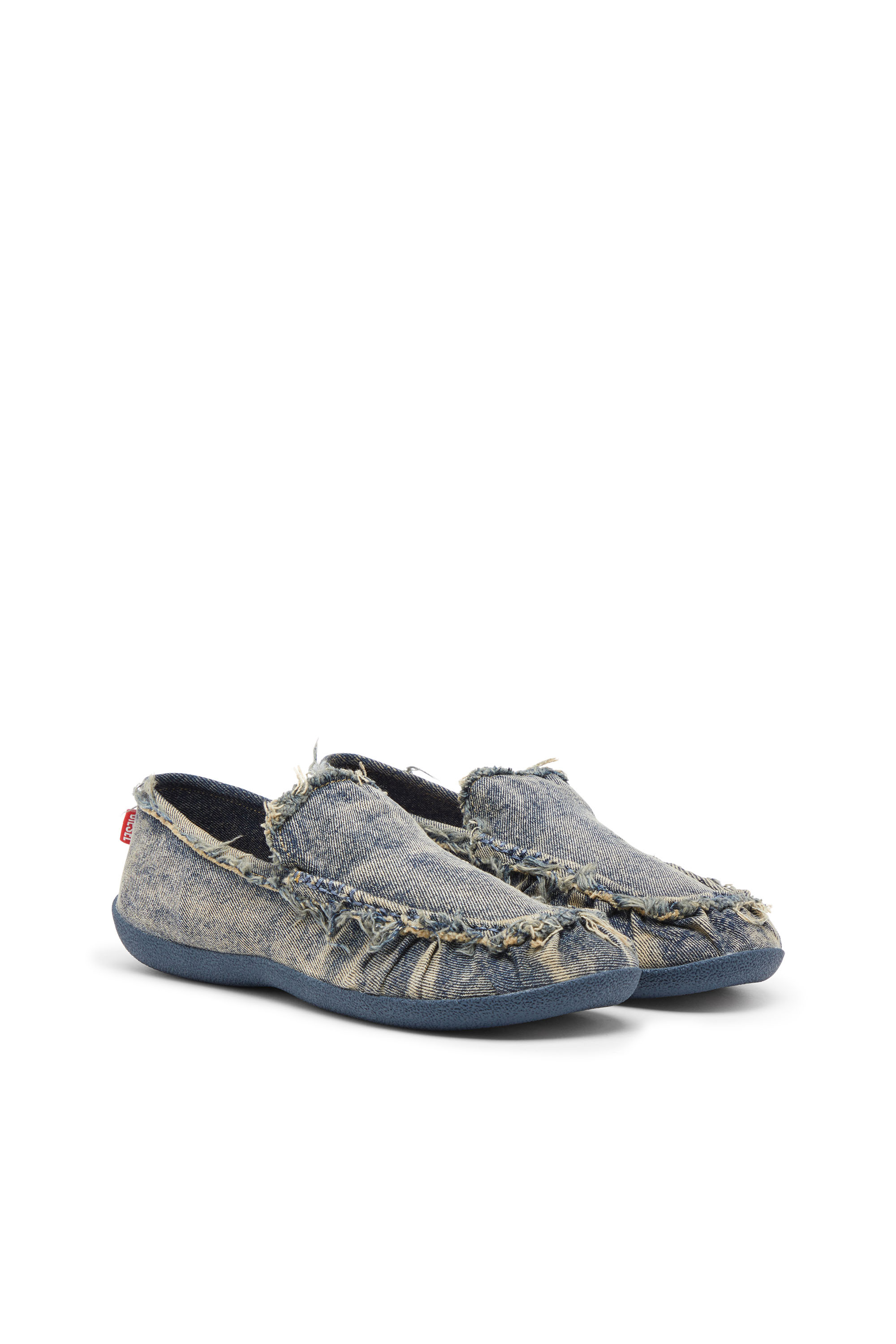 Diesel - D-SHOCK MOC, Male's D-Shock-Distressed denim loafers in Blue - 3
