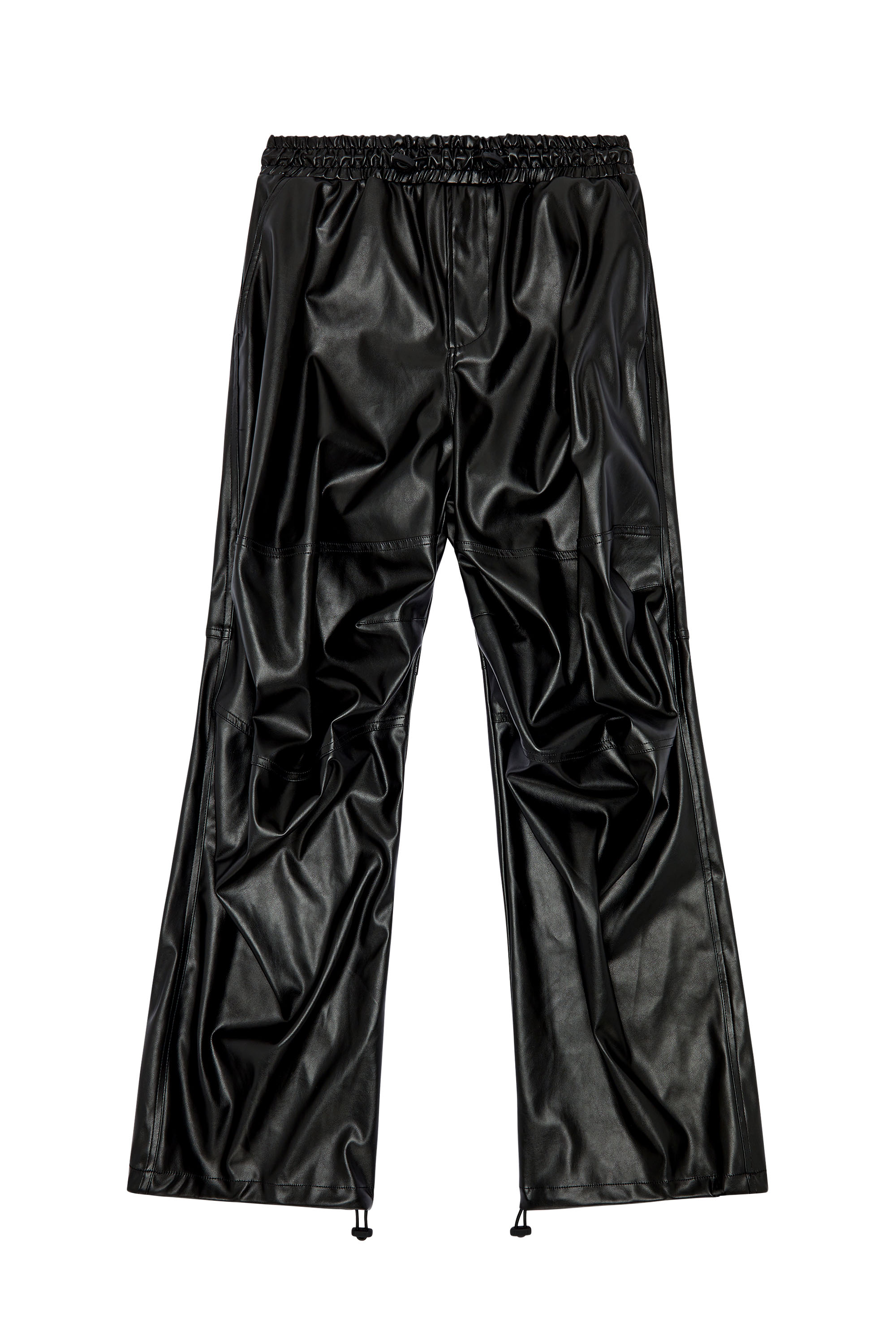 Diesel - P-MARTY-LTHF, Woman's Oversized cargo pants in coated fabric in Black - 2