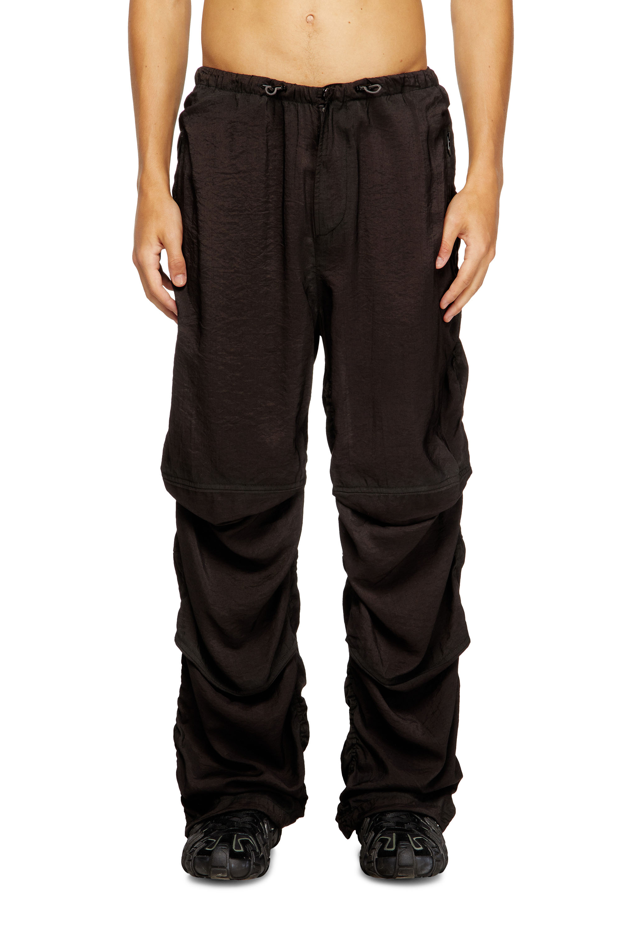 Diesel - P-DAILY, Man's Utility pants in light, crinkled fabric in Black - 2