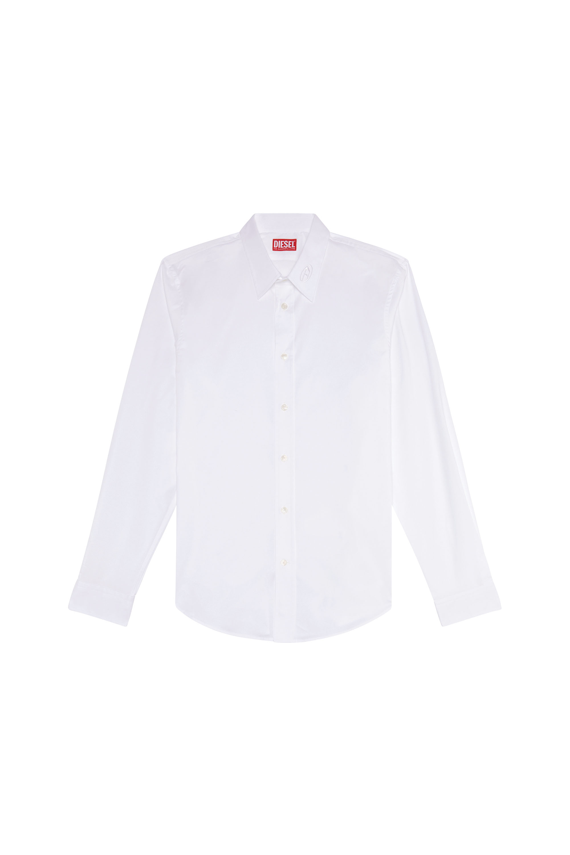 Diesel - S-BENNY-CL, Man's Micro-twill shirt with tonal embroidery in White - 2
