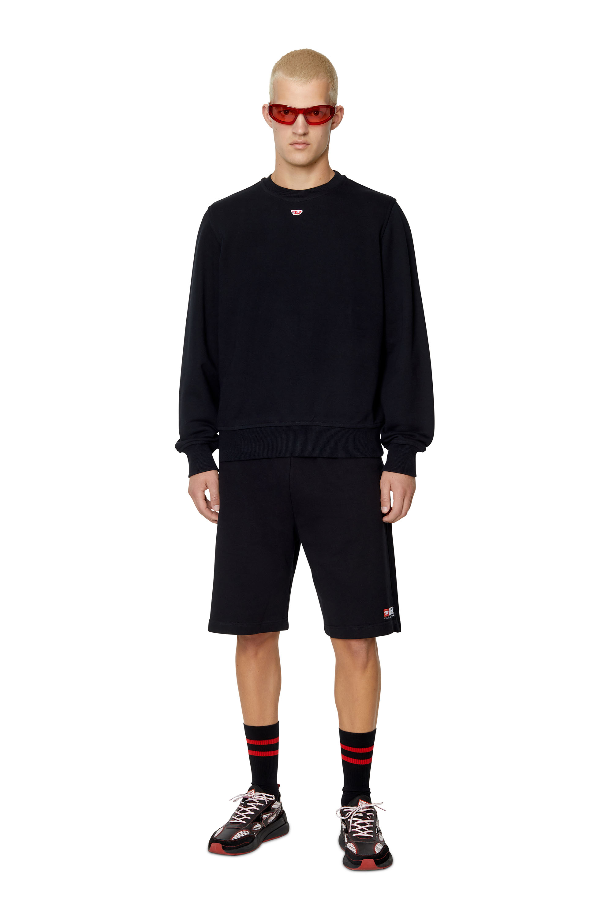 Diesel - P-CROWN-DIV, Man's Sweat shorts with logo embroidery in Black - 1