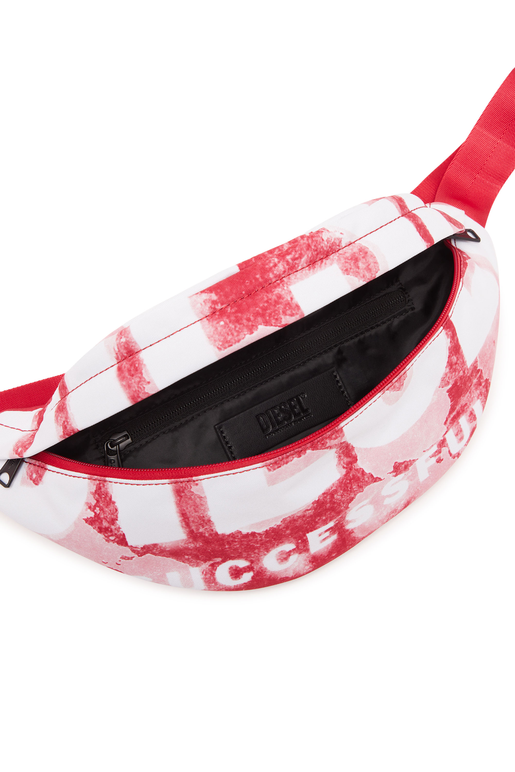 Diesel - RAVE BELTBAG X, Man's Rave Beltbag X - Belt bag in logo-printed fabric in Red - 4