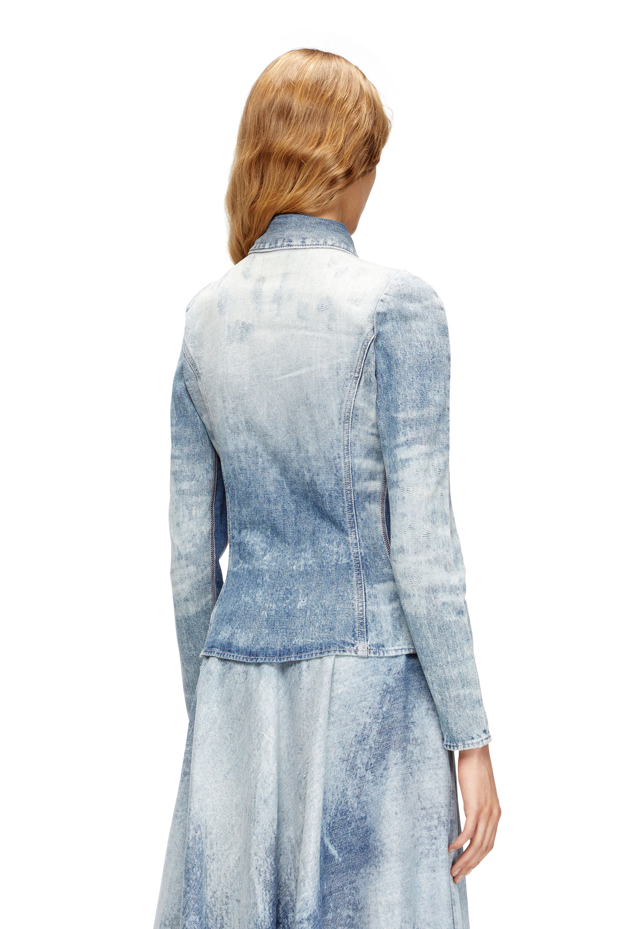 Diesel - DE-MASLY-FSH, Chemise en denim nid d'abeille effet vieilli Femme in Bleu - 4