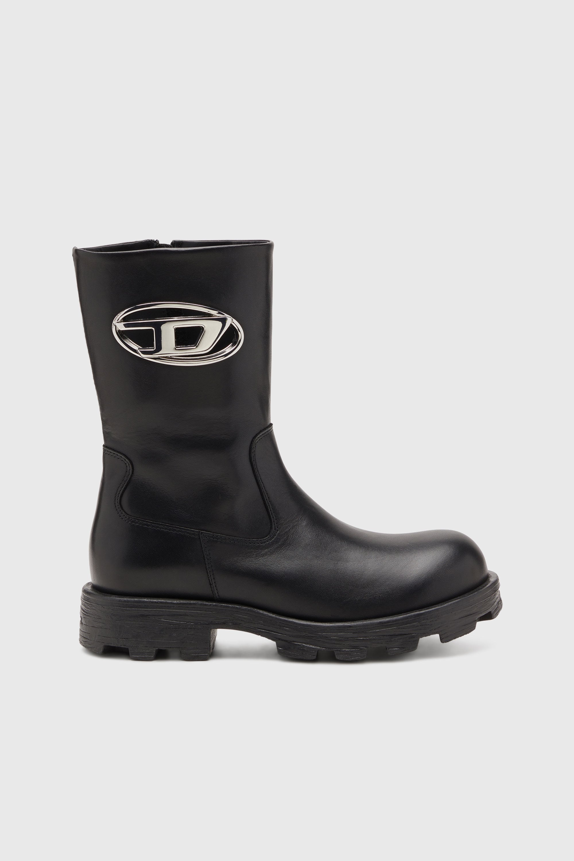 Diesel - D-HAMMER BKR D W, D-Hammer-Botas tipo motorista de cuero brillante Mujer in Negro - 1