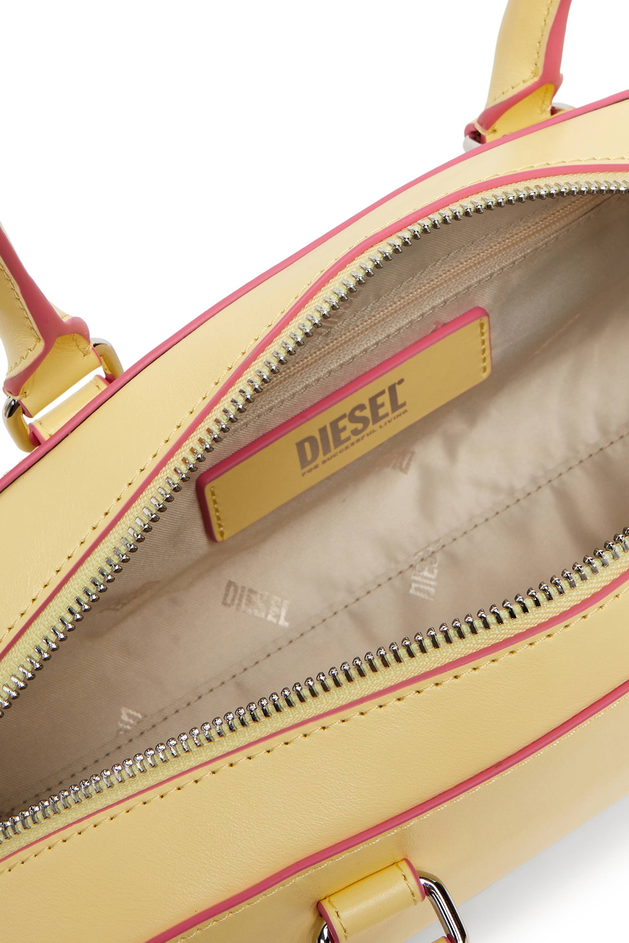 Diesel - 1DR DOME SHOULDER EW, Female's 1DR Dome - Elongated bowling bag in leather in Yellow - 3