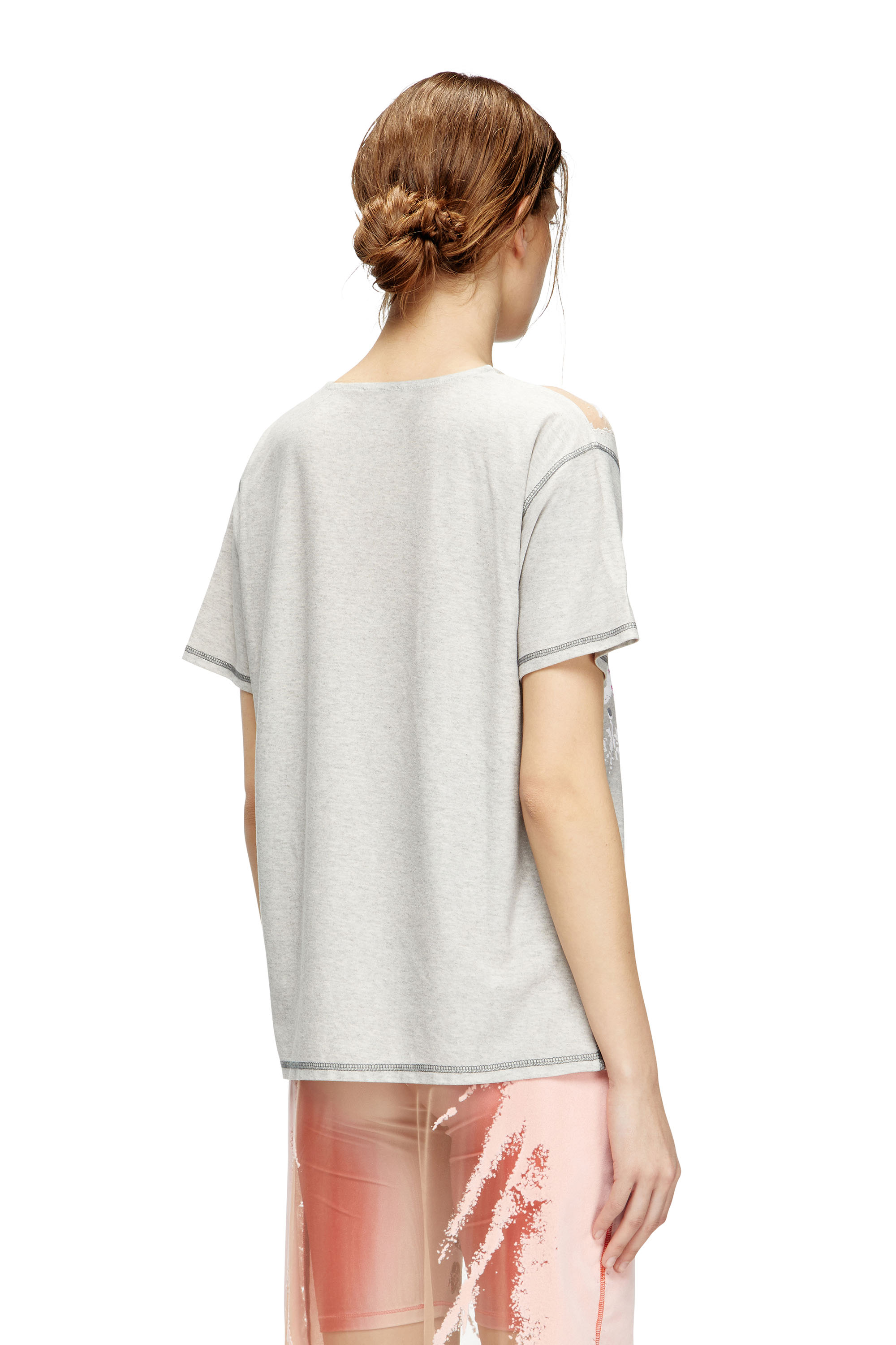 Diesel - T-NORMAC, Female's Crew neck T-shirt with lyrics print in Grey - 4