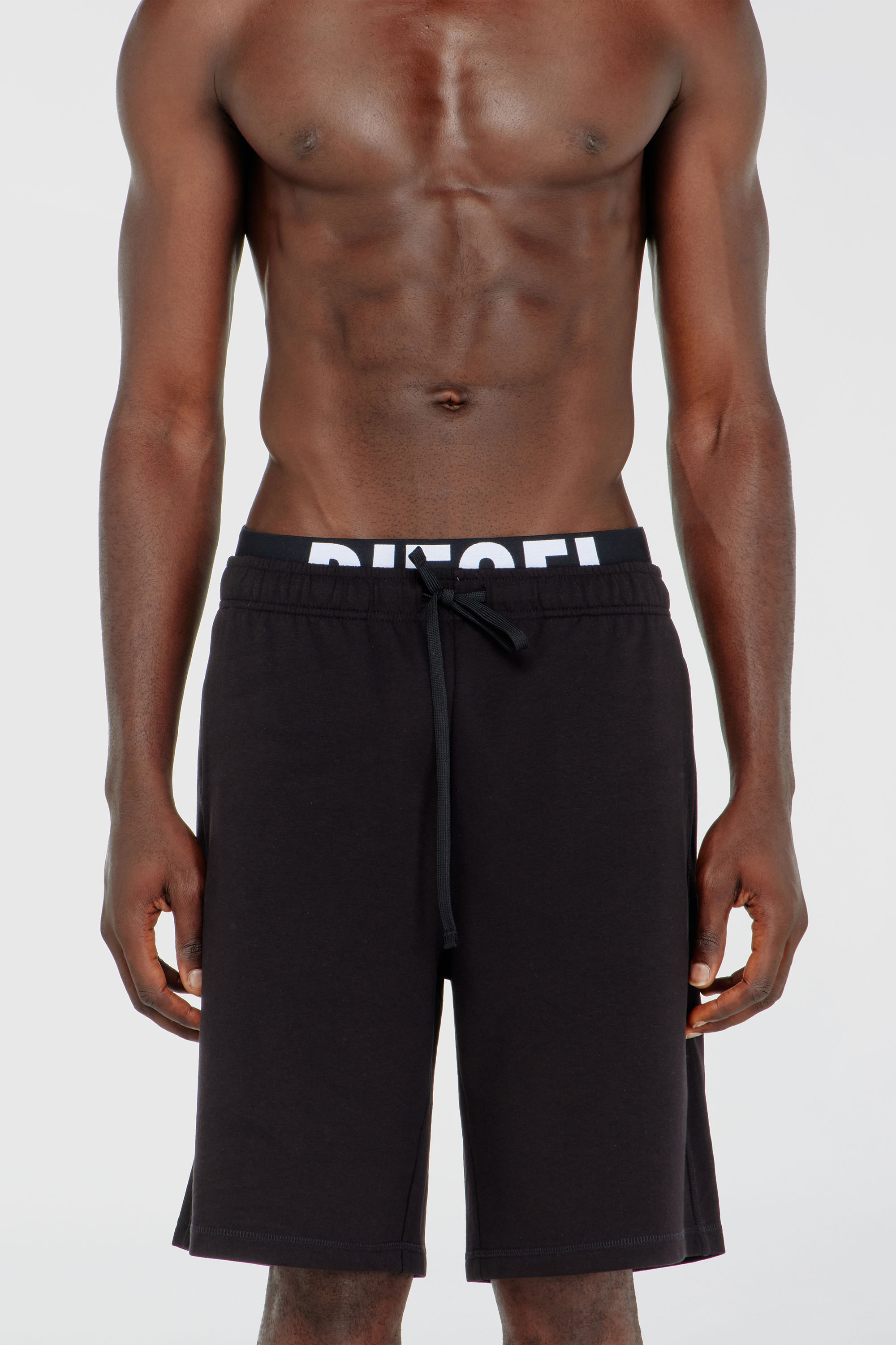 Diesel - DEVIN-D-POP, Man's Cotton shorts with Diesel logo waistband in Black - 1