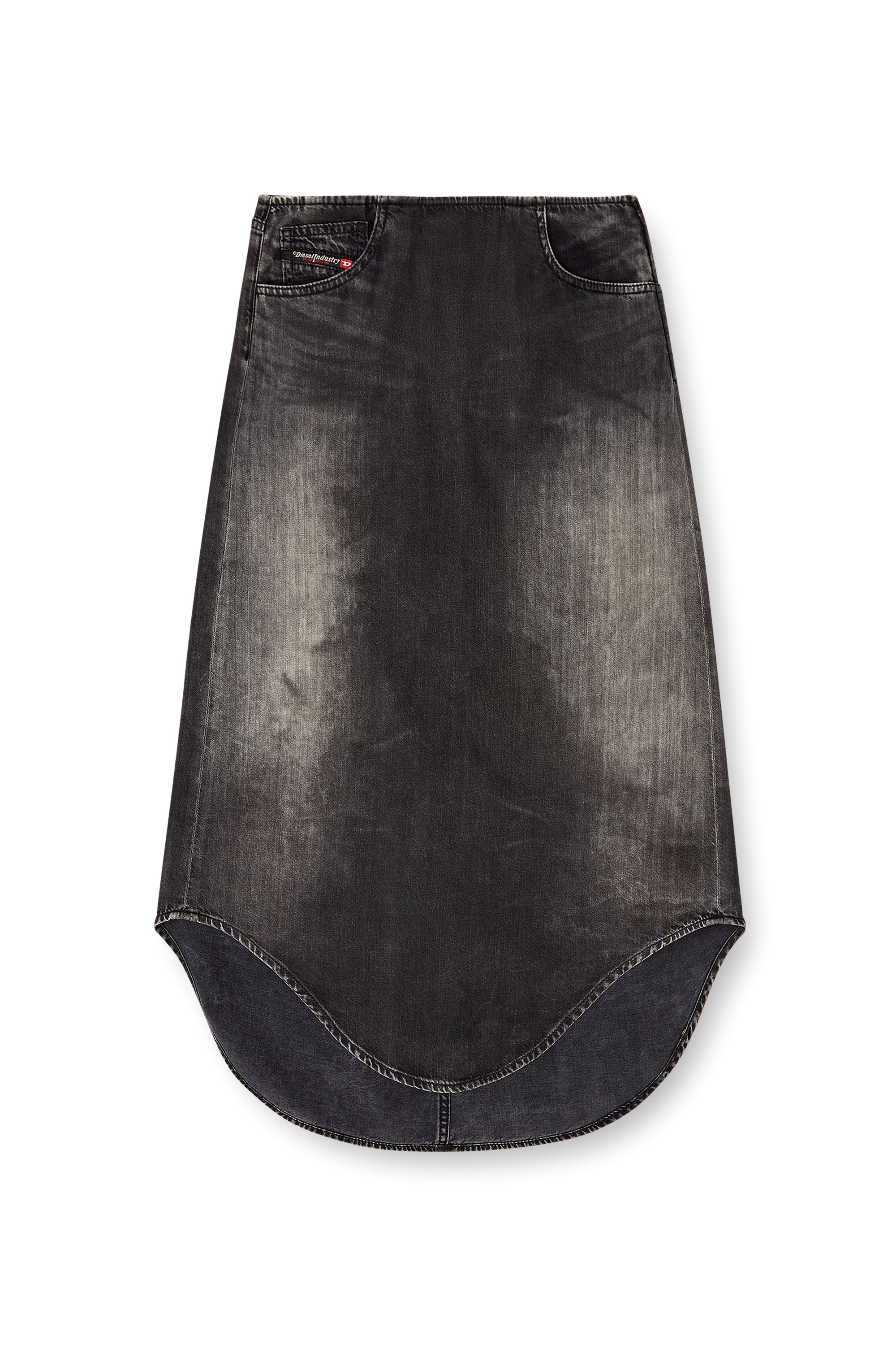 Diesel - DE-PLUMY-S, Female's Denim midi skirt with shadow effect in Black - 3