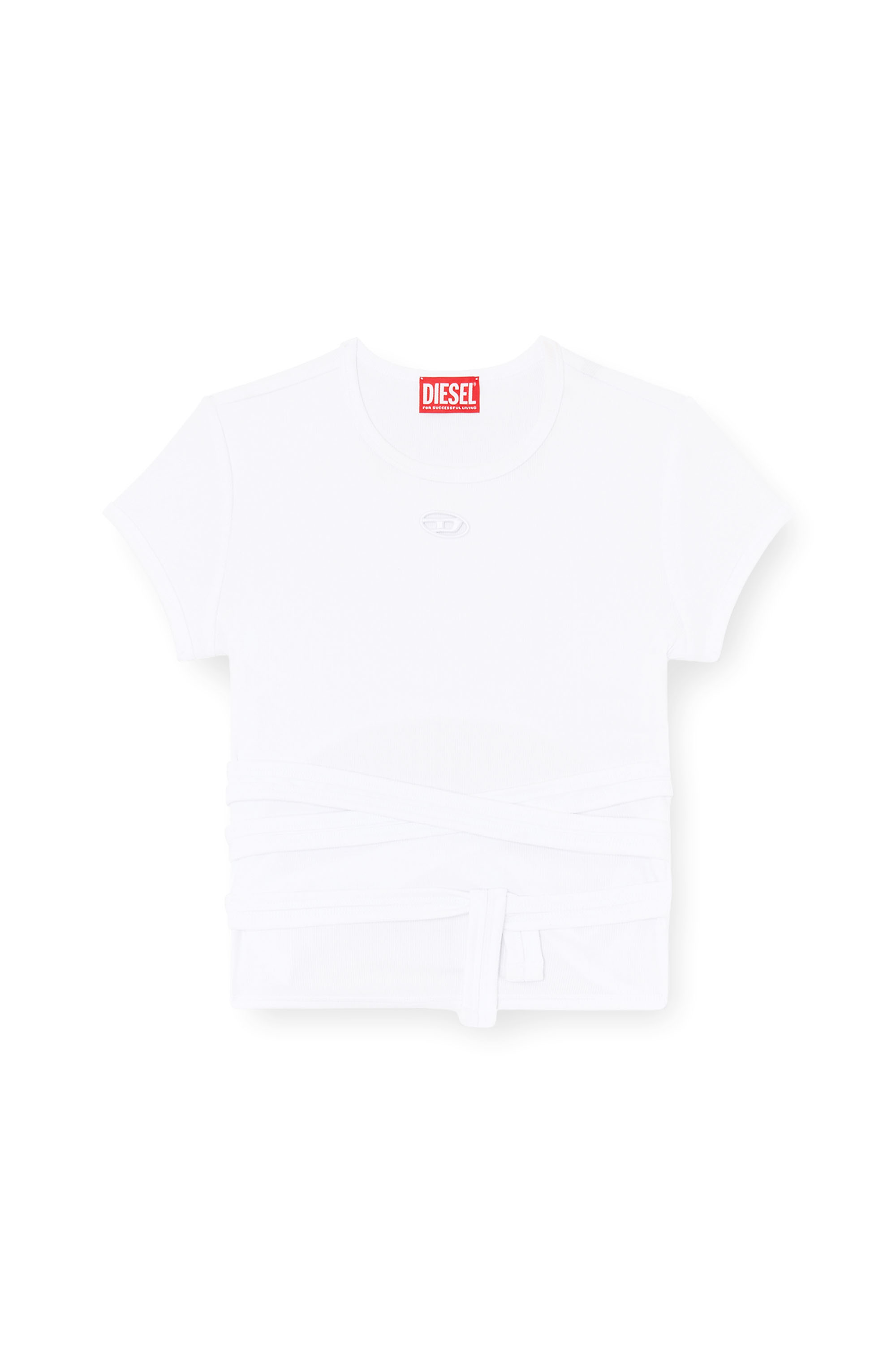Diesel - T-BUNNY-TAIL-S1, Woman's Ribbed top with wrap-around laces in White - 2