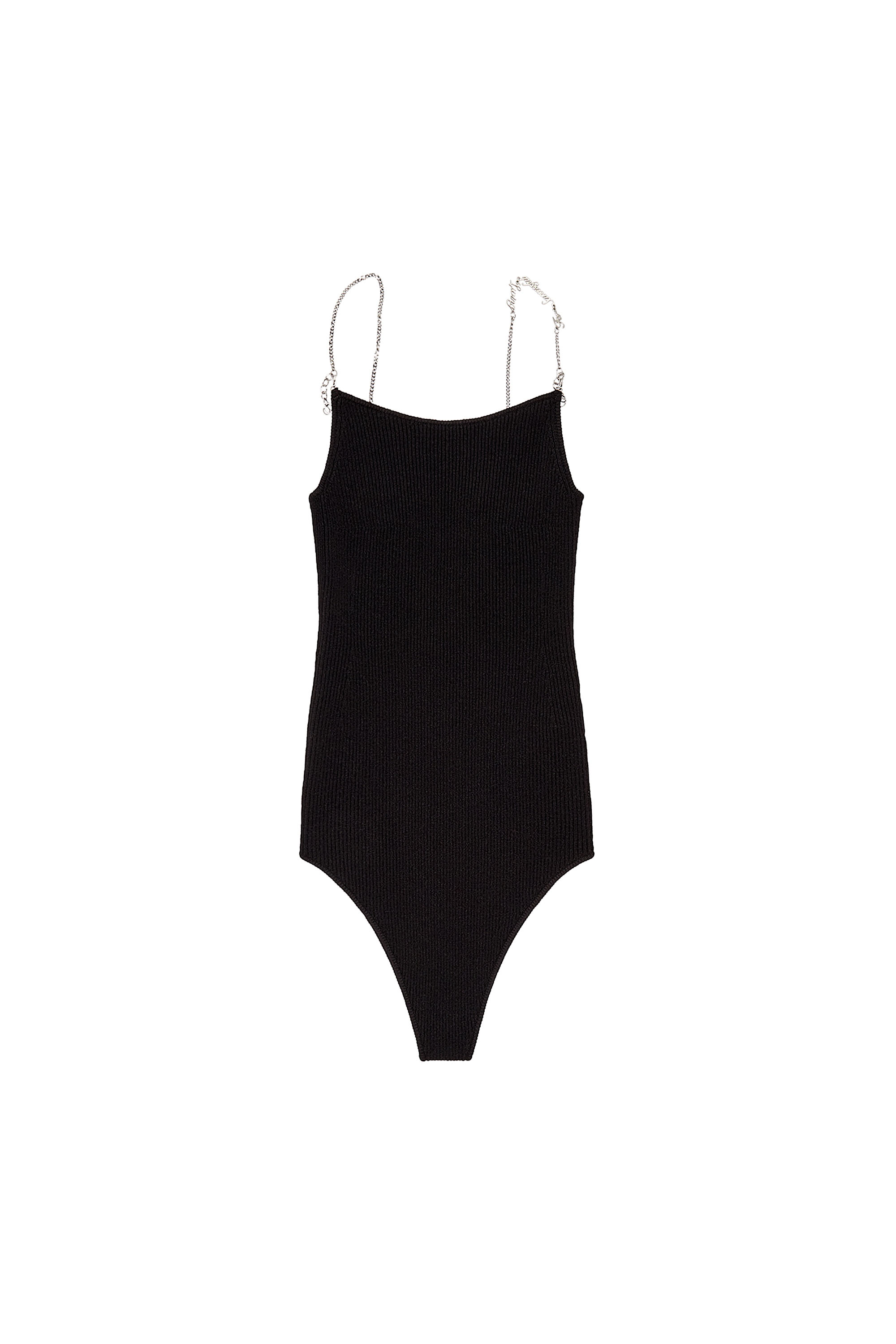 Diesel - M-VIRGEE, Woman's Stretch-knit camisole with chain straps in Black - 2