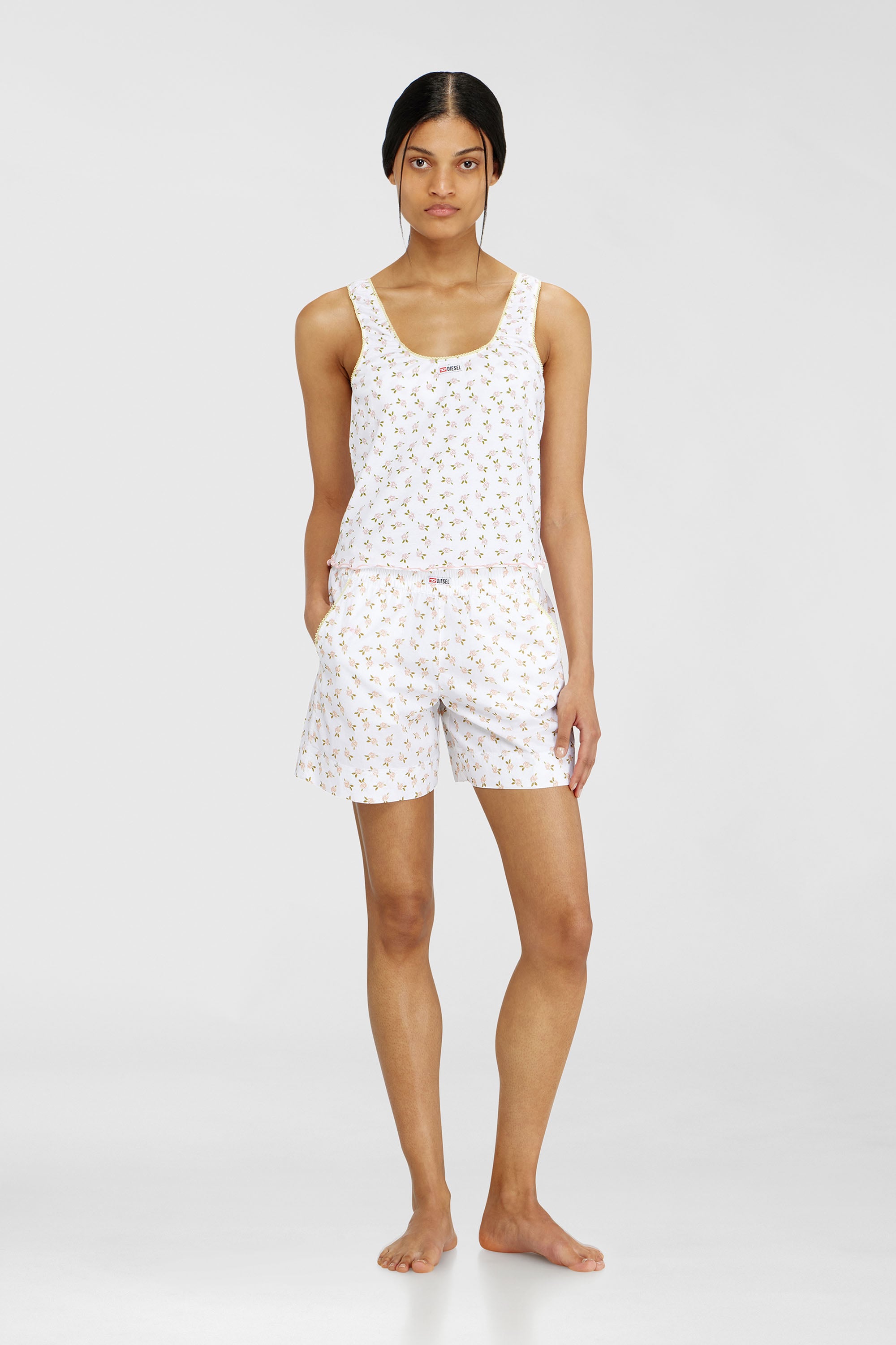 Diesel - GEORGIE-D-CORE, Top de algod&oacute;n stretch con estampado floral Mujer in Blanco - 2