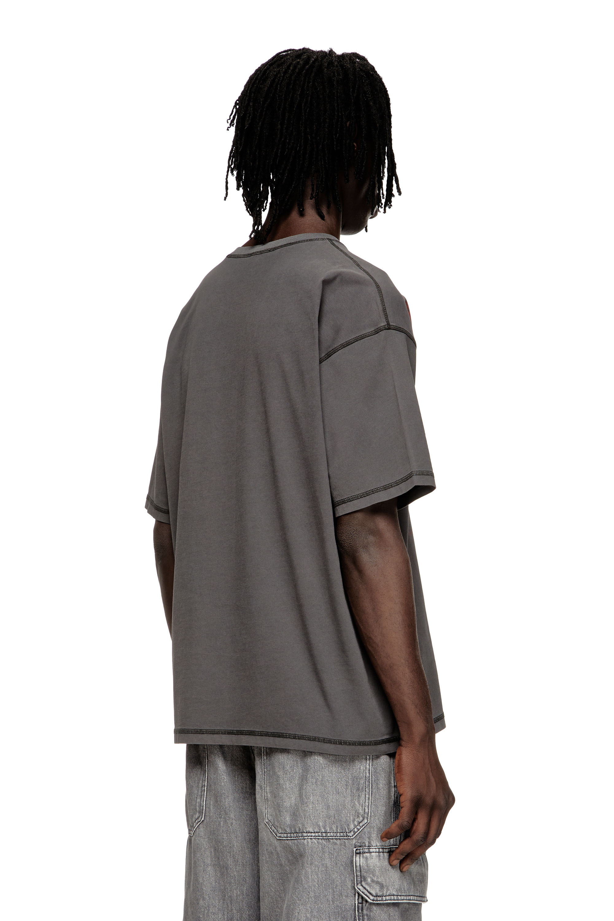 Diesel - T-BOXT-T5, Male's Cotton T-shirt with Oval D print in Grey - 4