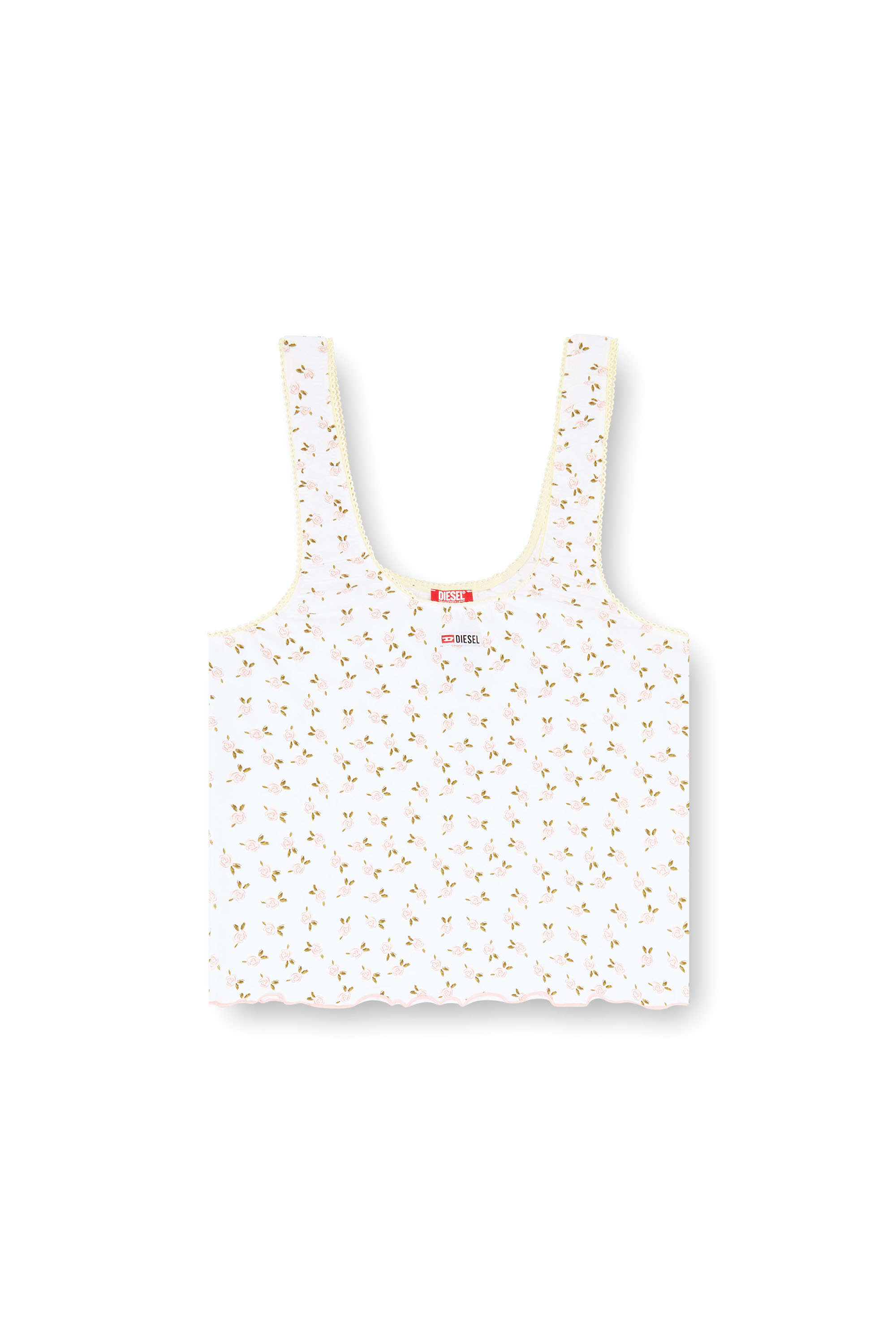 Diesel - GEORGIE-D-CORE, Top de algod&oacute;n stretch con estampado floral Mujer in Blanco - 4