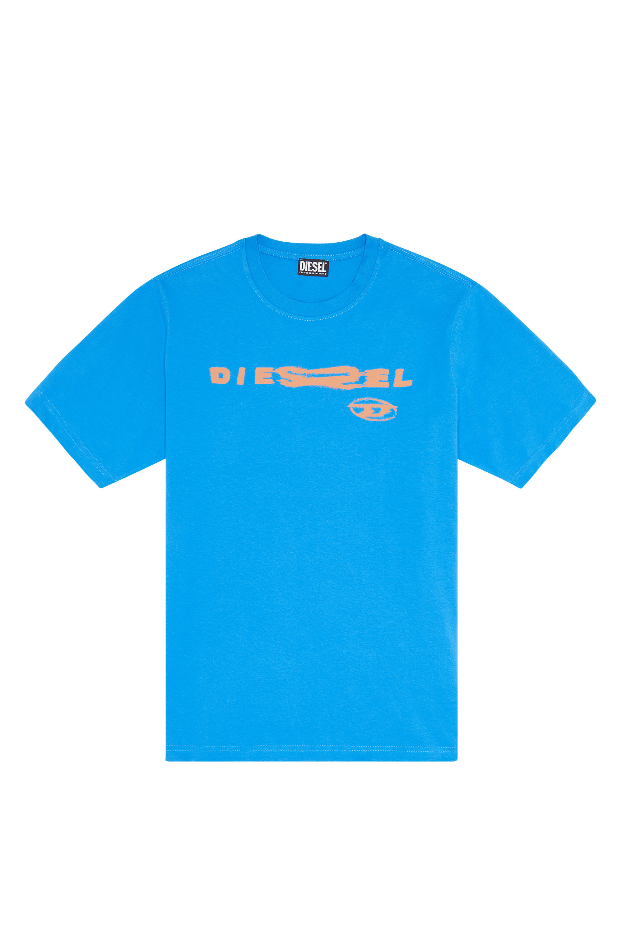 Diesel - T-JUST-G9, Man's T-shirt with distorted logo print in Blue - 2