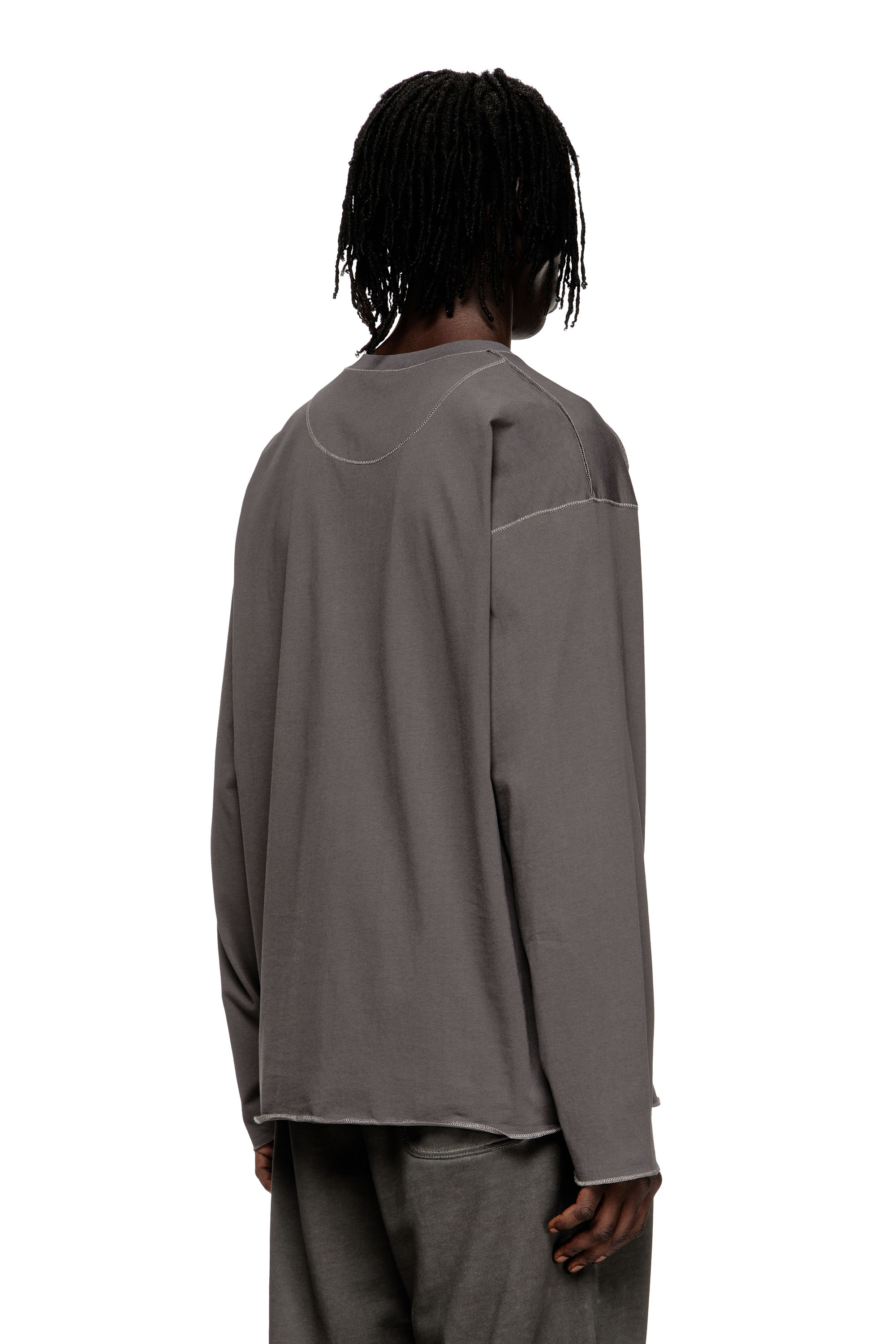 Diesel - T-CRAHOR-BOXT-LS-T1, Male's Cotton T-shirt in Grey - 4