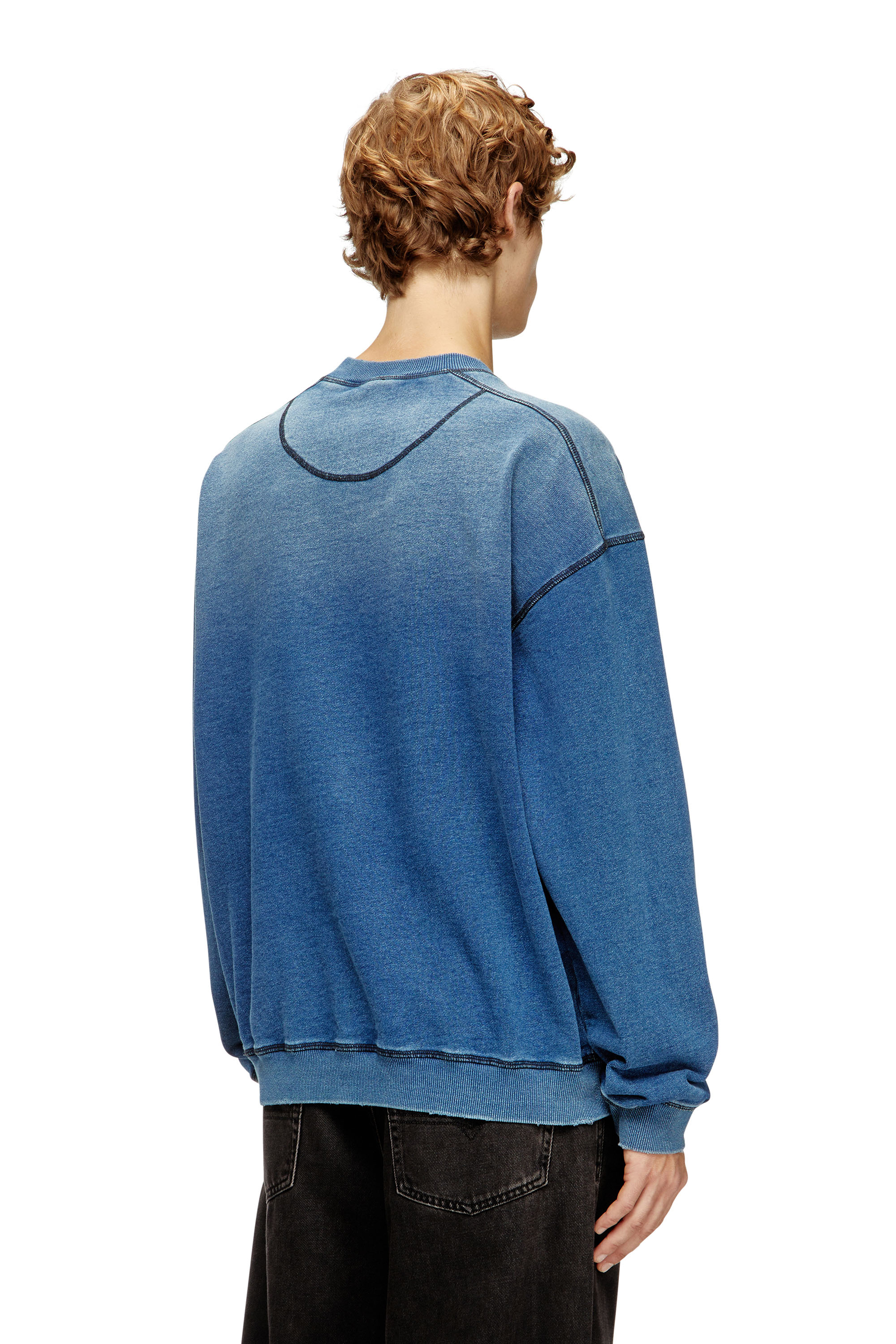 Diesel - S-CRAO-BOXT, Male's Cotton sweater with contrasting stitching in Blue - 4