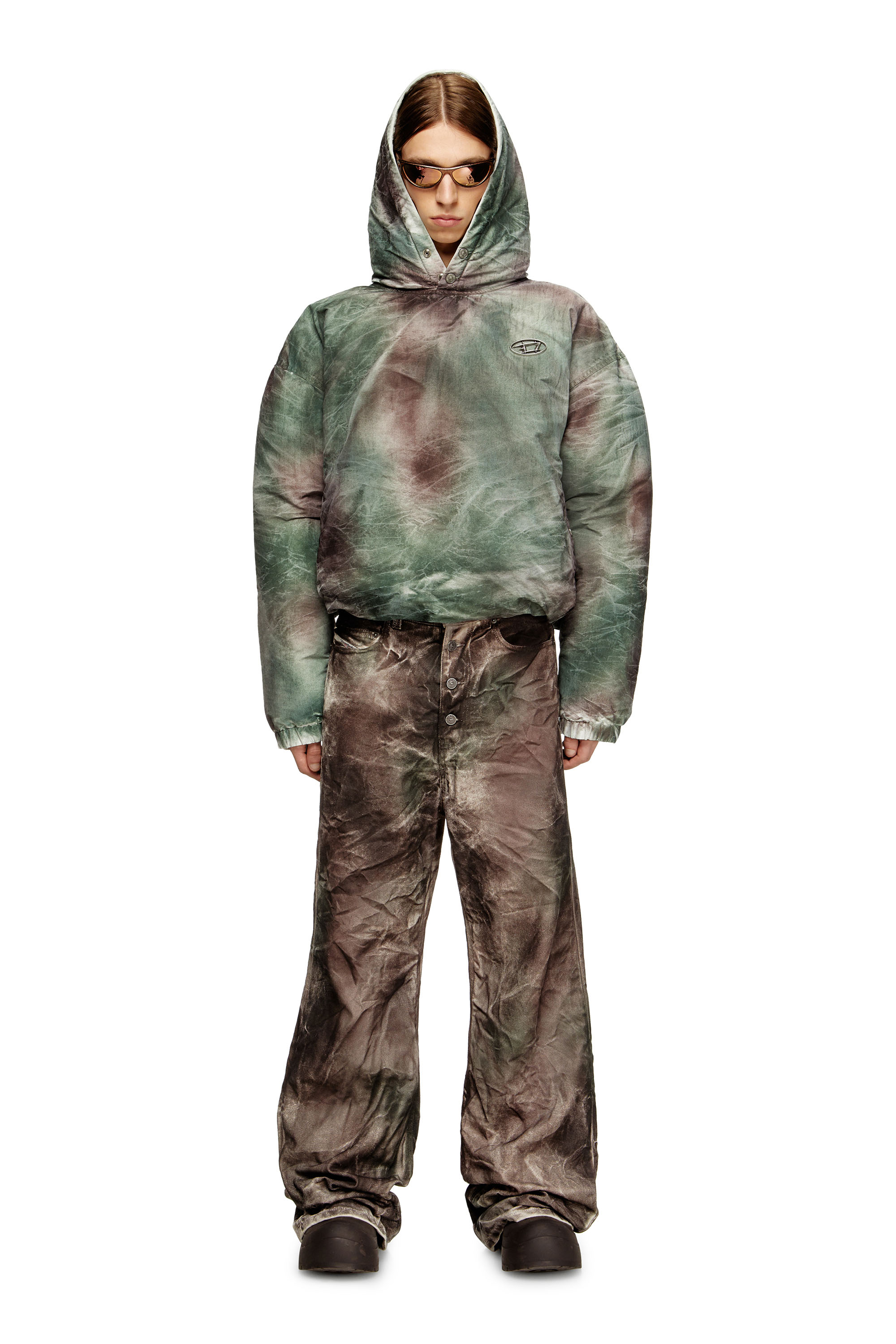 Diesel - W-THUG-JKT-PUFFY, Veste à capuche bouffante en nylon camouflage Mixte in Polychrome - 2