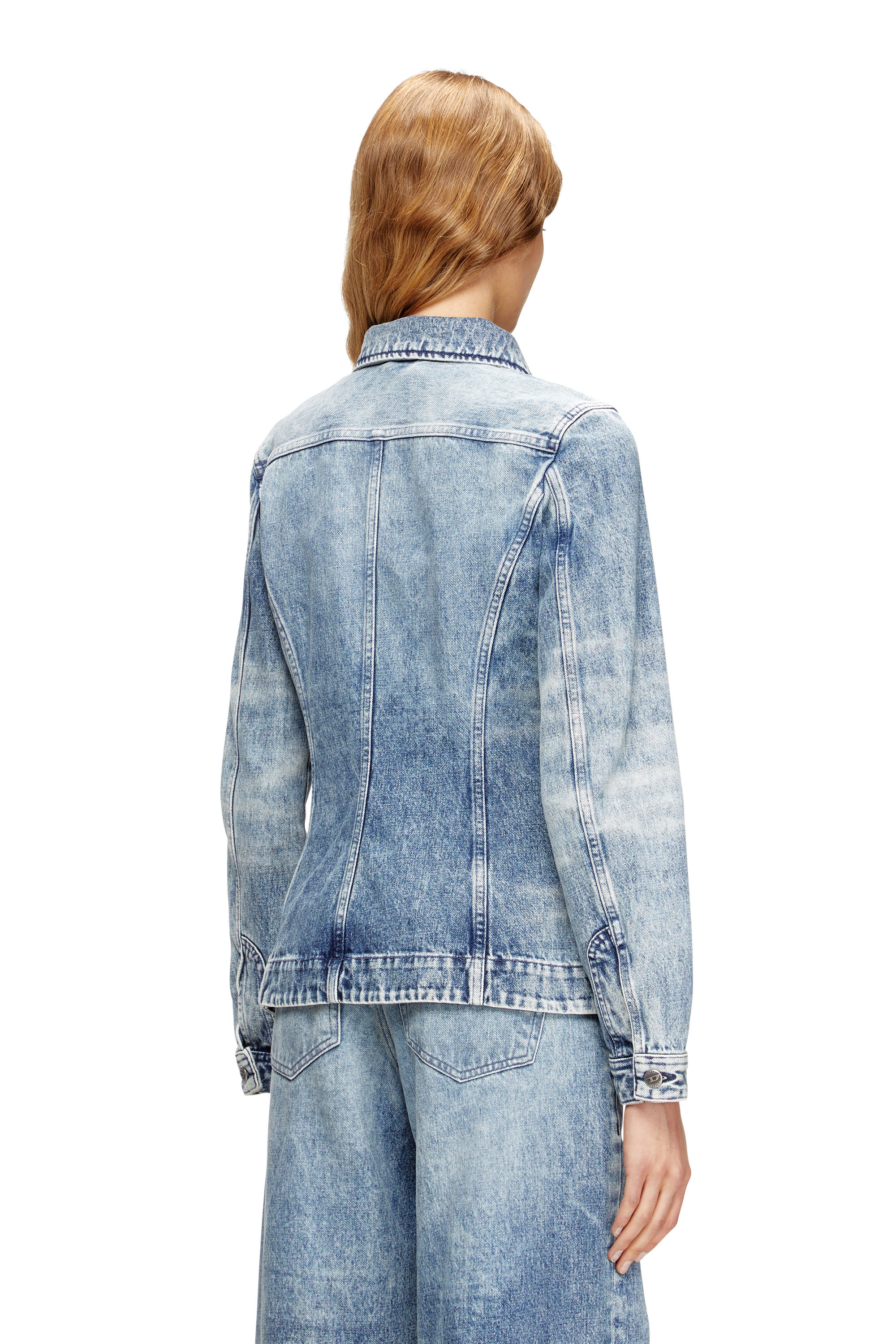 Diesel - DE-KATERIN-FSH, Woman's Fitted jacket in lasered cotton-hemp denim in Light Blue - 5