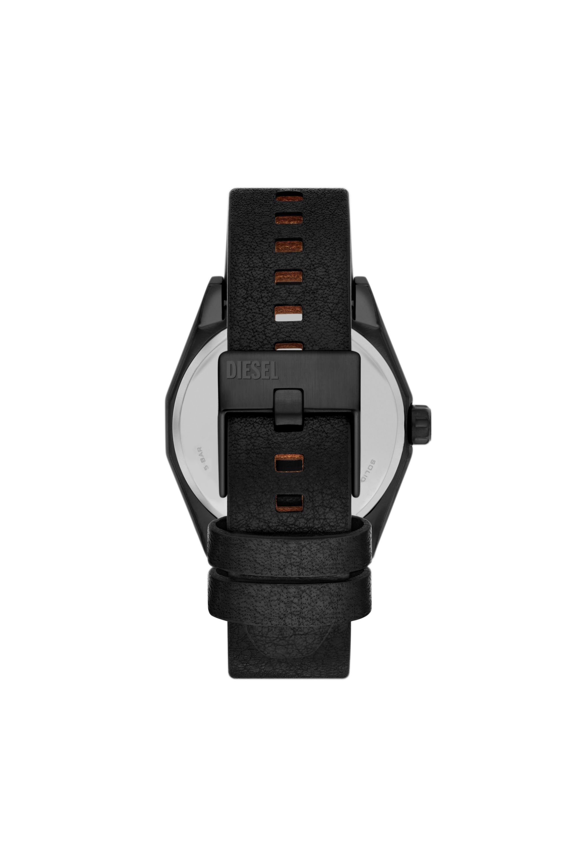 Diesel - DZ2175, Male's Scraper Black Leather Watch in Black - 2