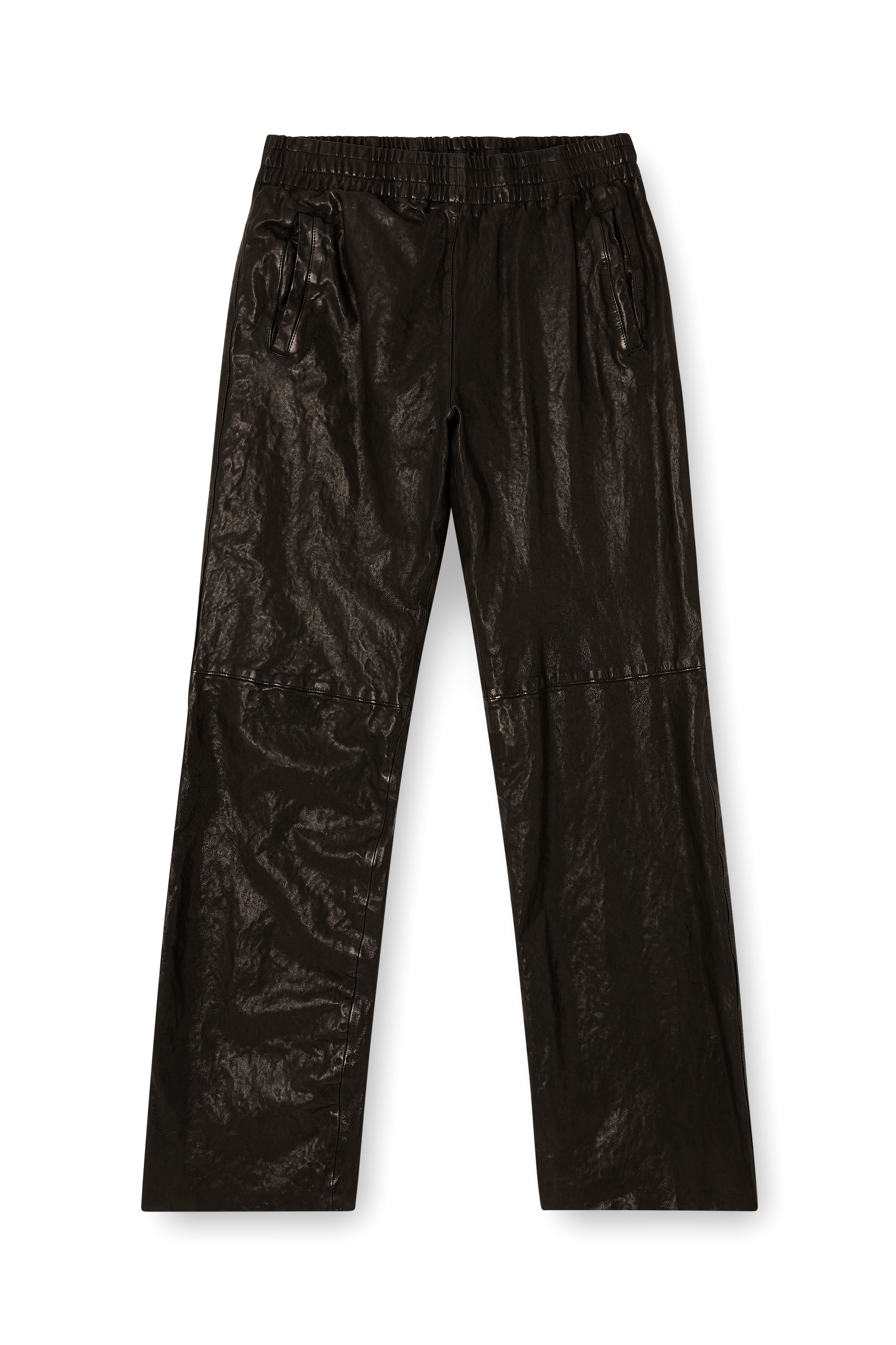 Diesel - P-BRU, Male's Elasticated pants in boiled leather in Black - 2