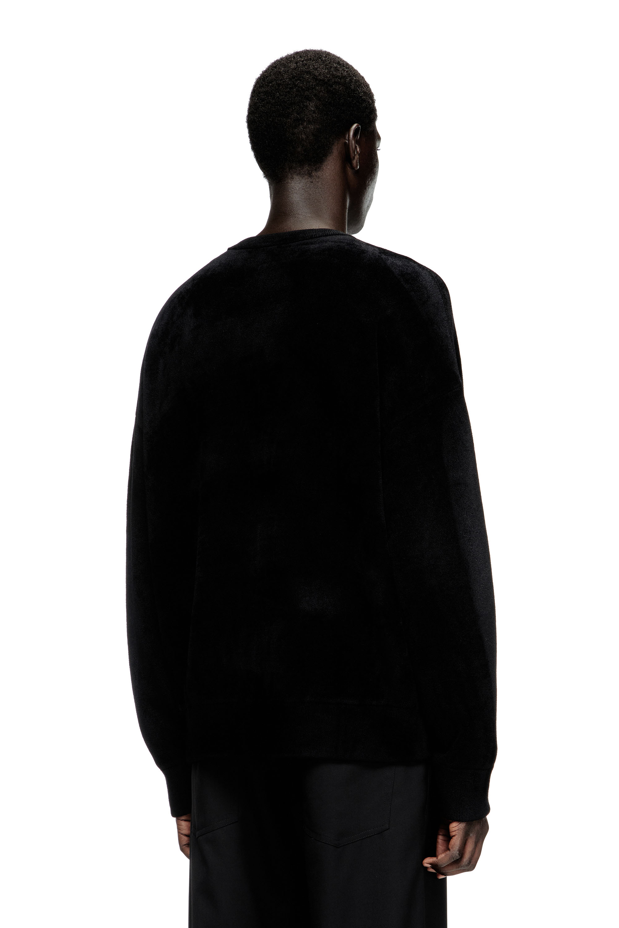 Diesel - K-TRESA, Male's Chenille-jacquard jumper with logo motif in Black - 3