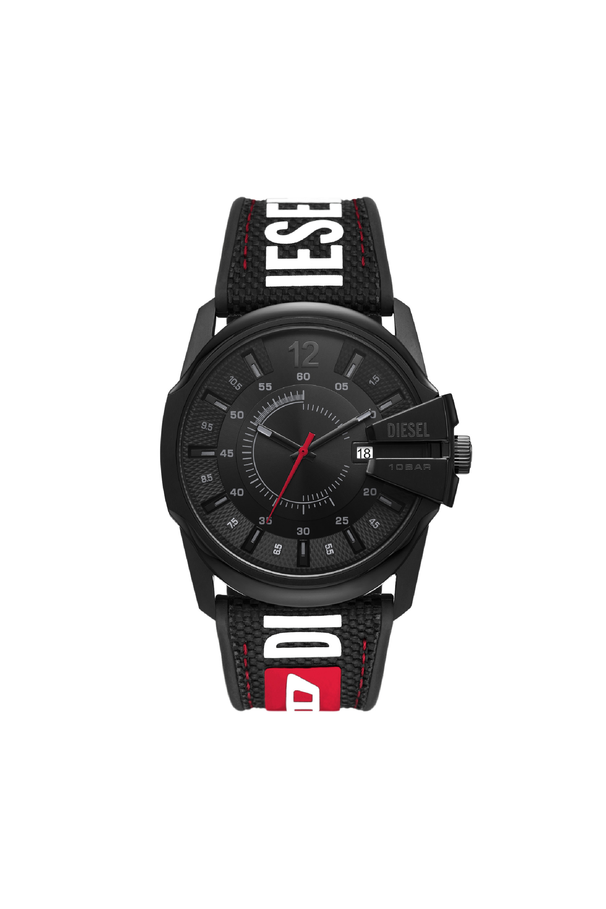 Men's Master Chief Date leather, nylon and silicone watch | Black