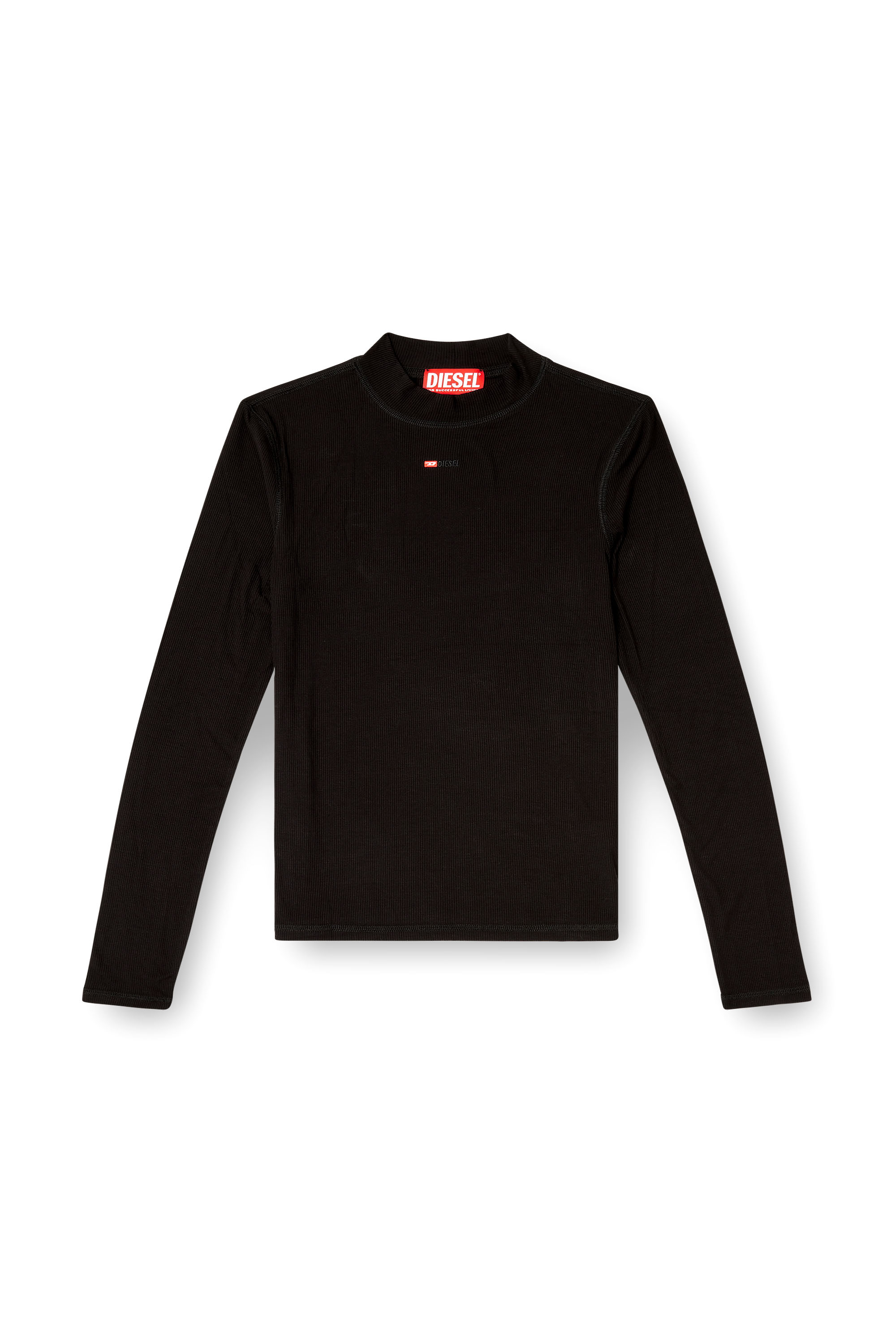 Diesel - T-MOKKY-LS-MICRODIV, Top à col montant avec micro logo Homme in Noir - 2