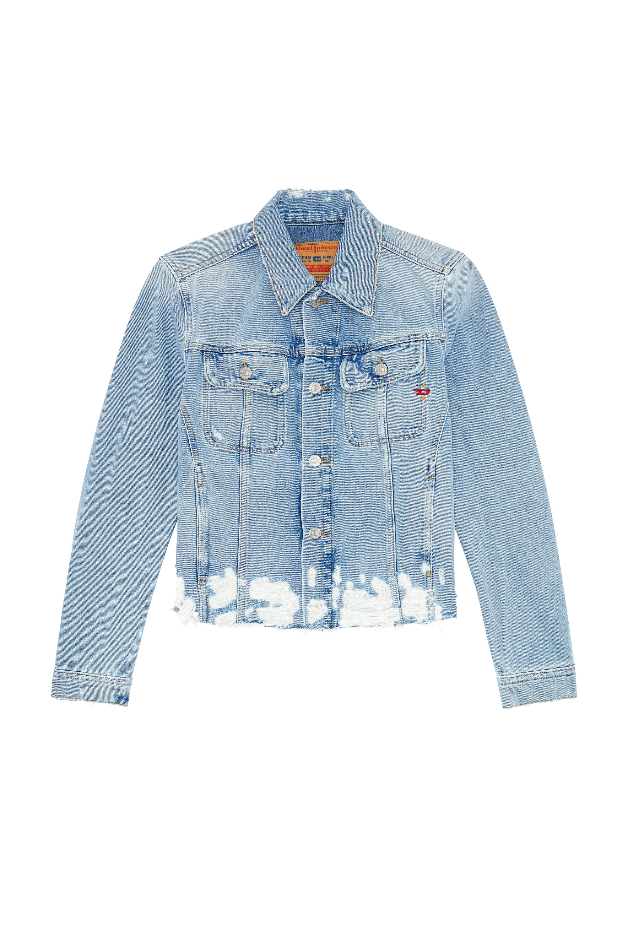 Women's Trucker jacket in destroyed Denim | Blue | Diesel Denim Set