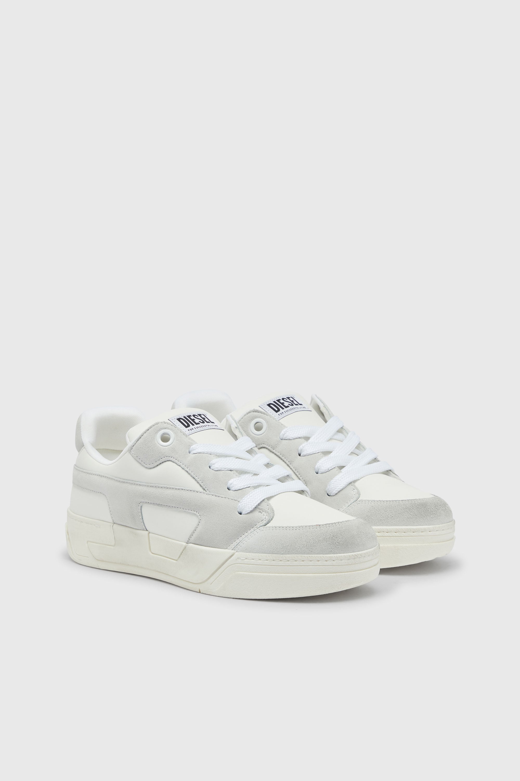 Diesel - S-D-OLLIE LOW, S-D-Ollie - Baskets effet us&eacute; en cuir et su&egrave;de Homme in Blanc - 2