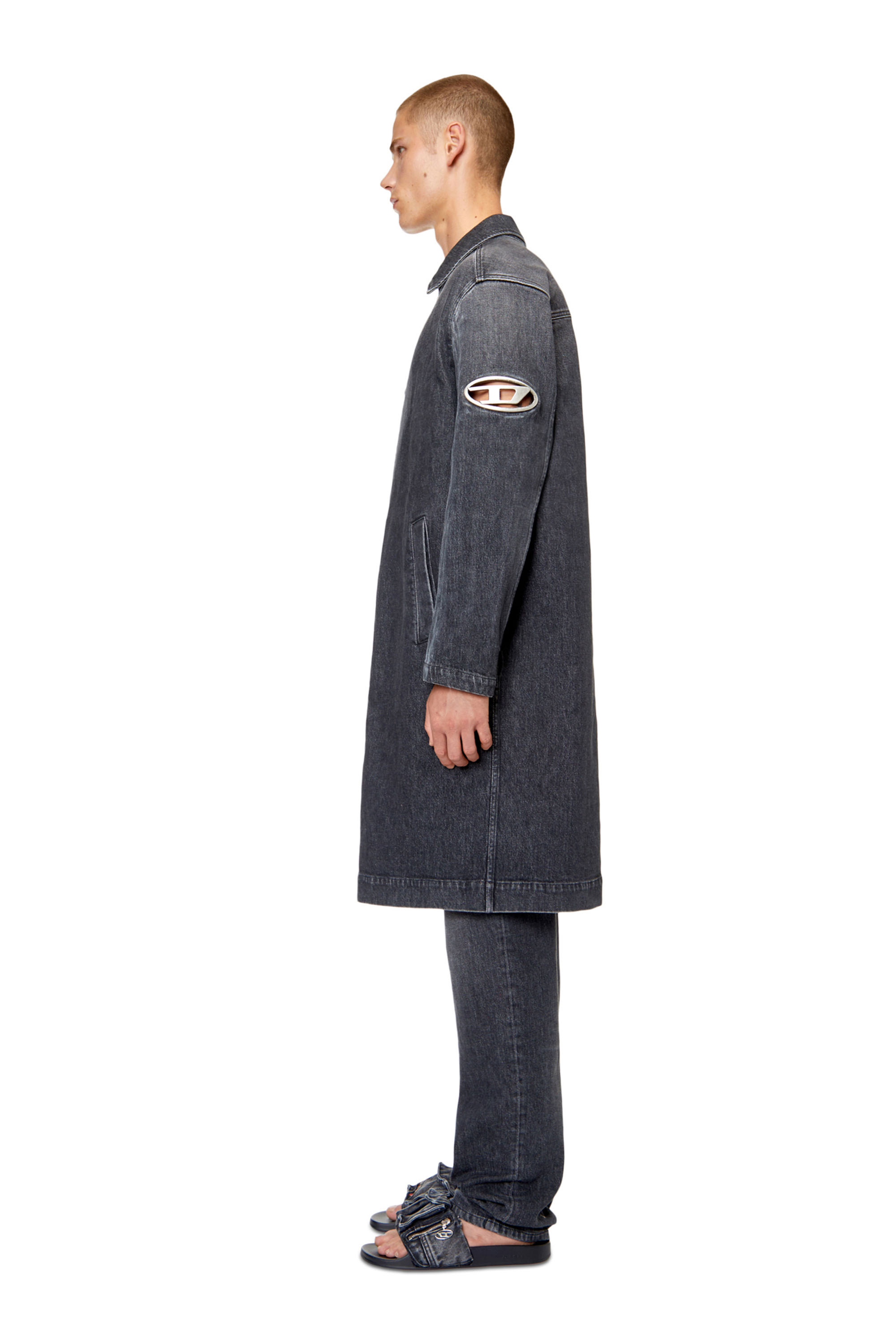 D Roki D-ROKU-LONG-FSC1 Man: Long jacket with cut-out metal D logo | Diesel