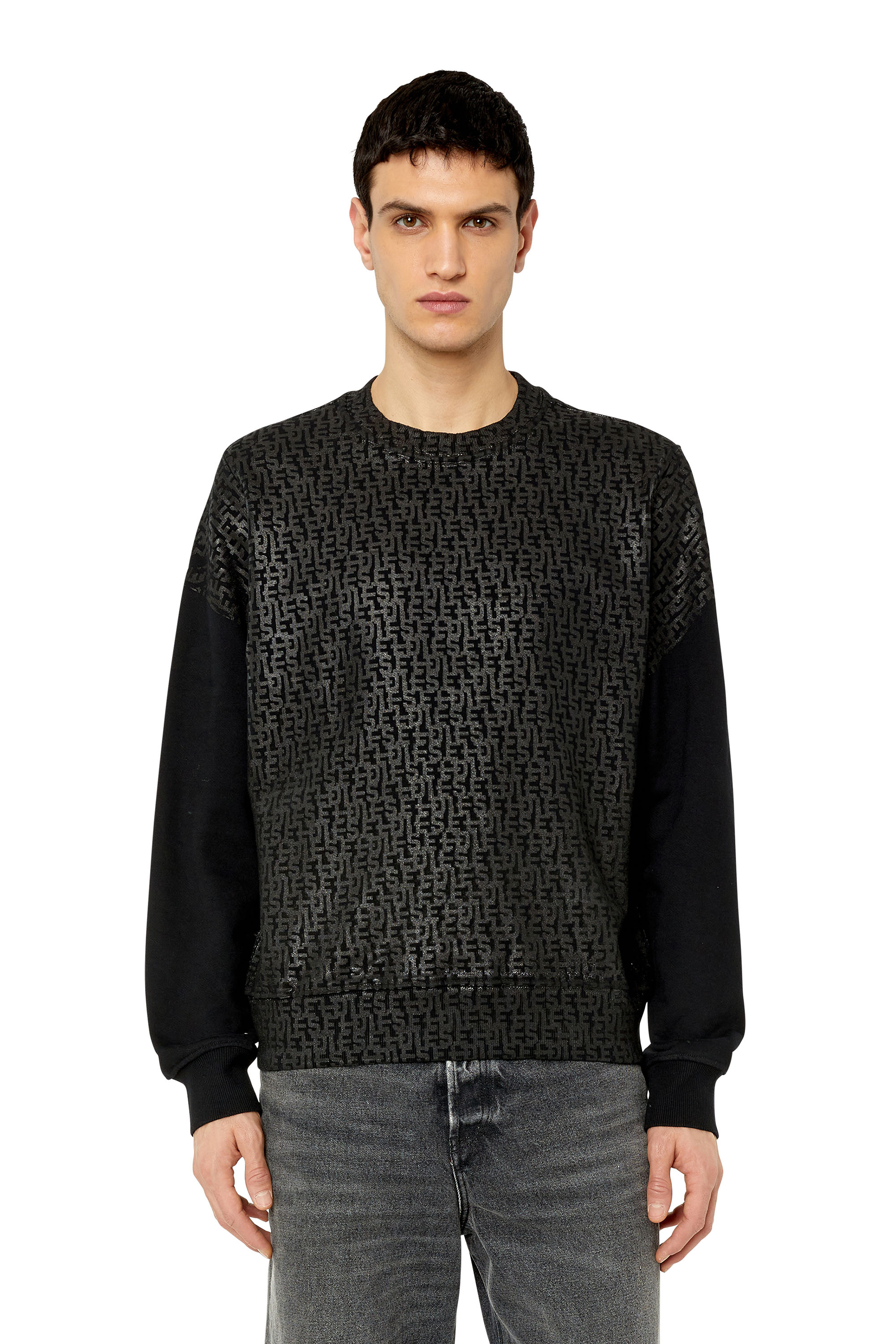 Diesel - S-GINN-MONO, Sudadera con estampado monogram Hombre in Negro - 3