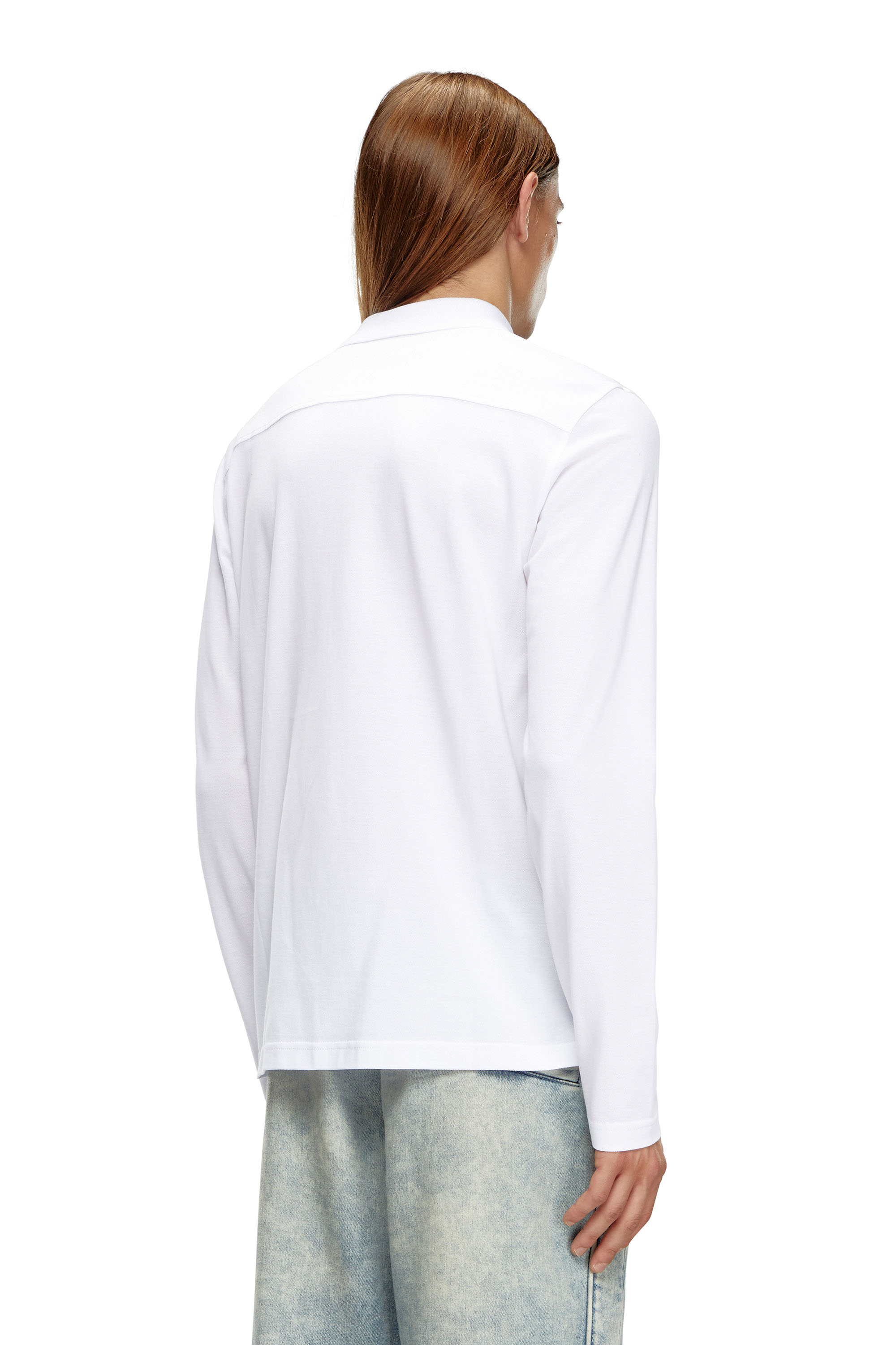Diesel - T-SMITH-LS-DOVAL-PJ, Man's Long-sleeve polo shirt with logo print in White - 4