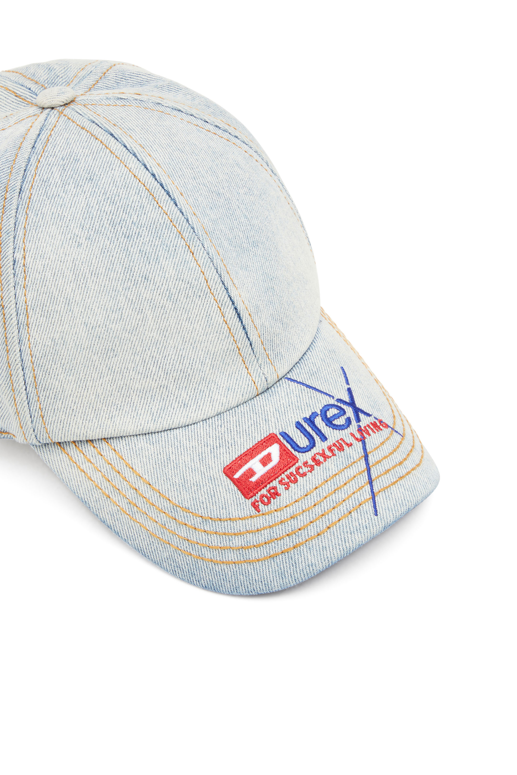 Diesel - DX-C-IVAR, Man's Denim baseball cap with Durex logo in Grey - 3
