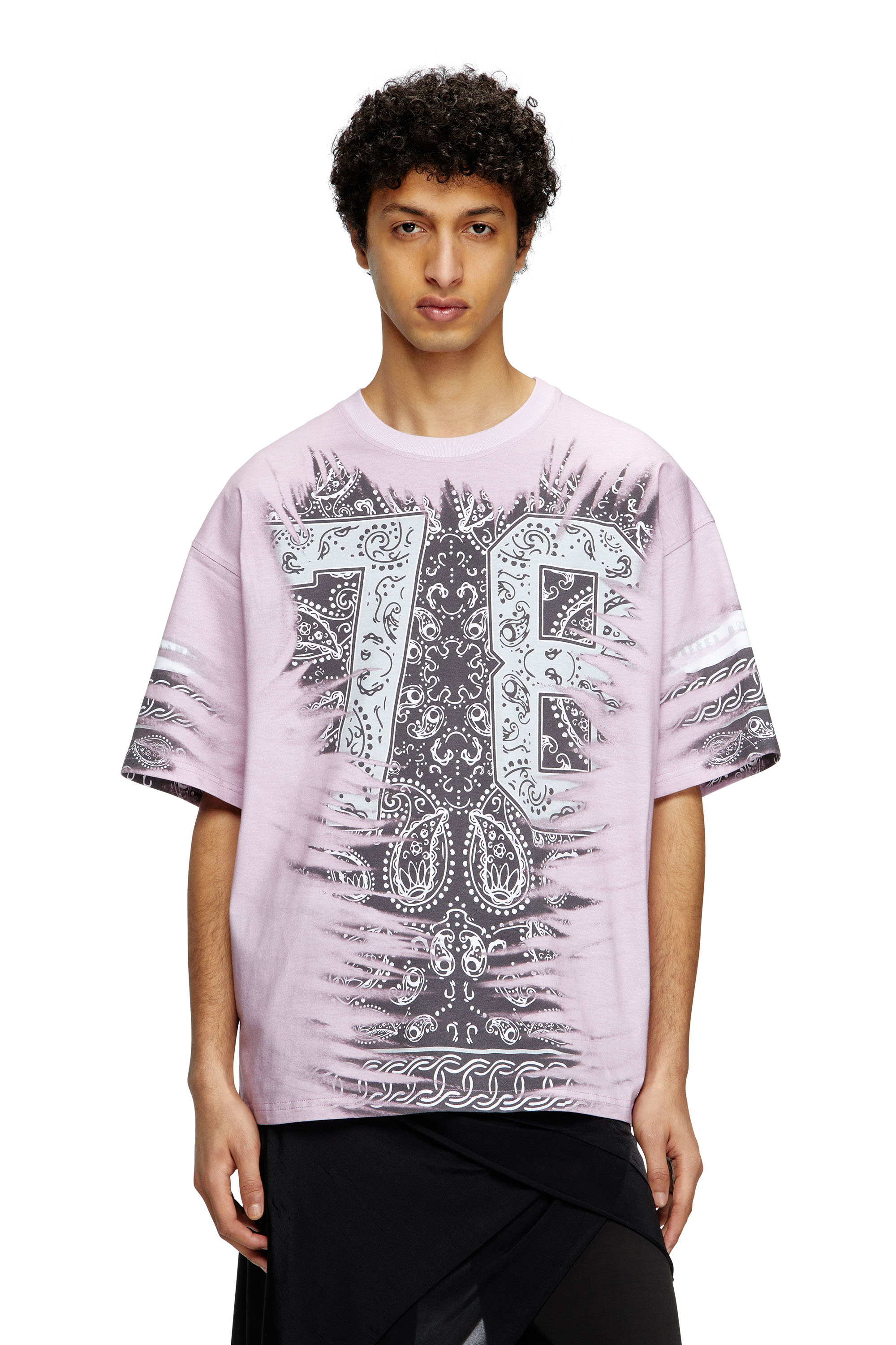 Diesel - T-BOXT-78-R1, Male's T-shirt with 78 bandana print in Pink - 3