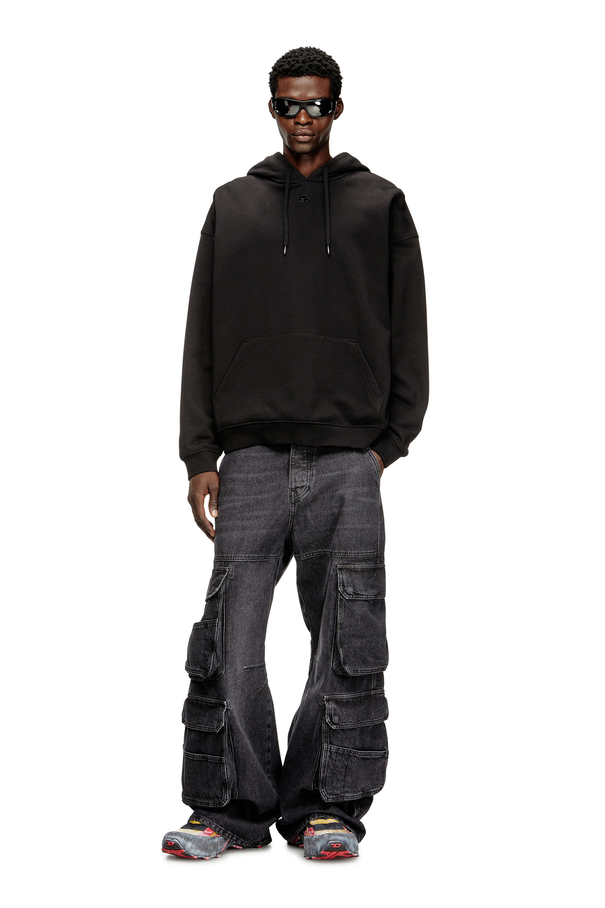 Diesel - S-BOXT-HOOD-DCO, Male's Relaxed fit hoodie with kangaroo pocket in Black - 2