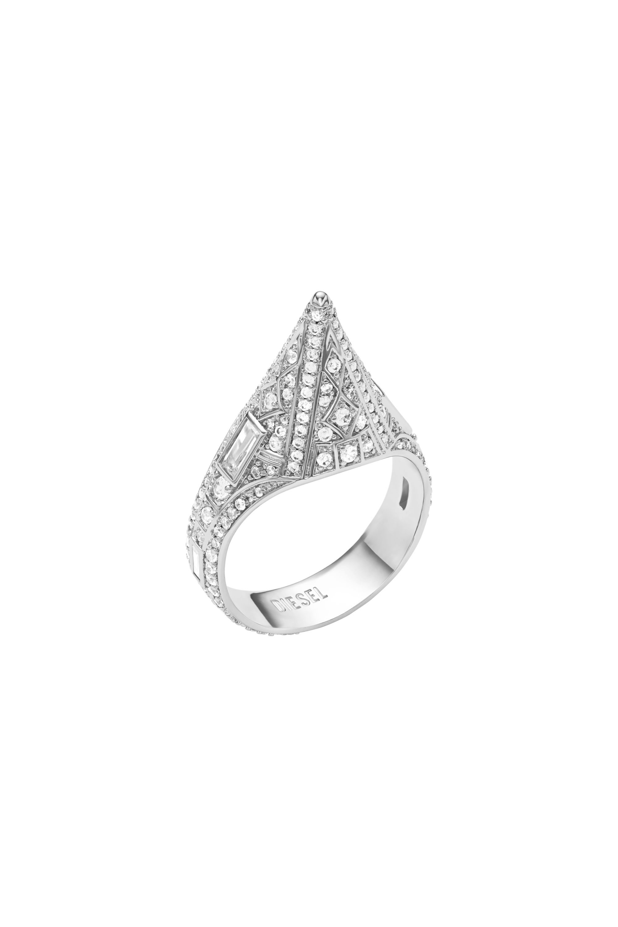 Diesel - DX1659040 JEWELLERY, Unisex's Silver-tone brass band ring in Silver - 1