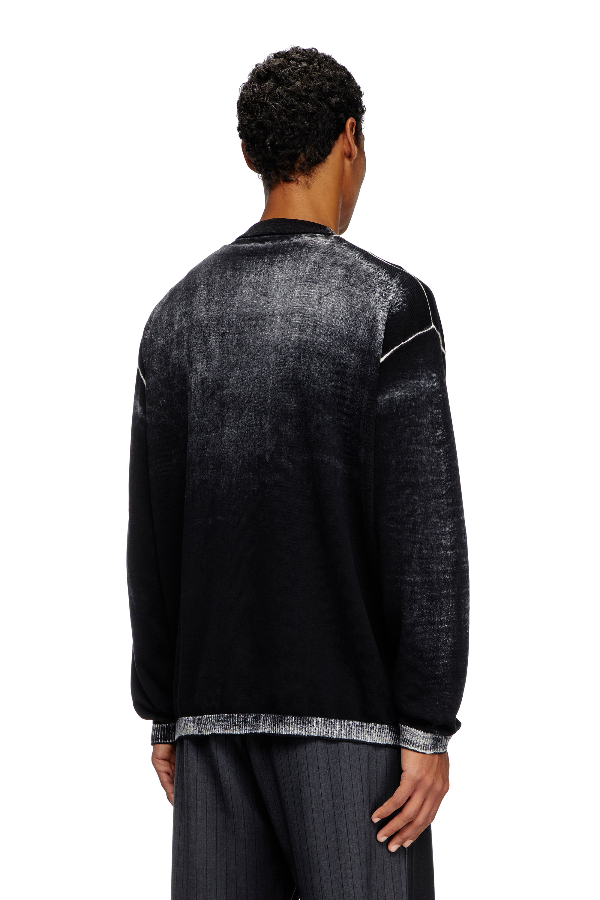 Diesel - K-LARENCE-CARDIGAN-B, Male's Reverse-print cotton cardigan in Black - 4