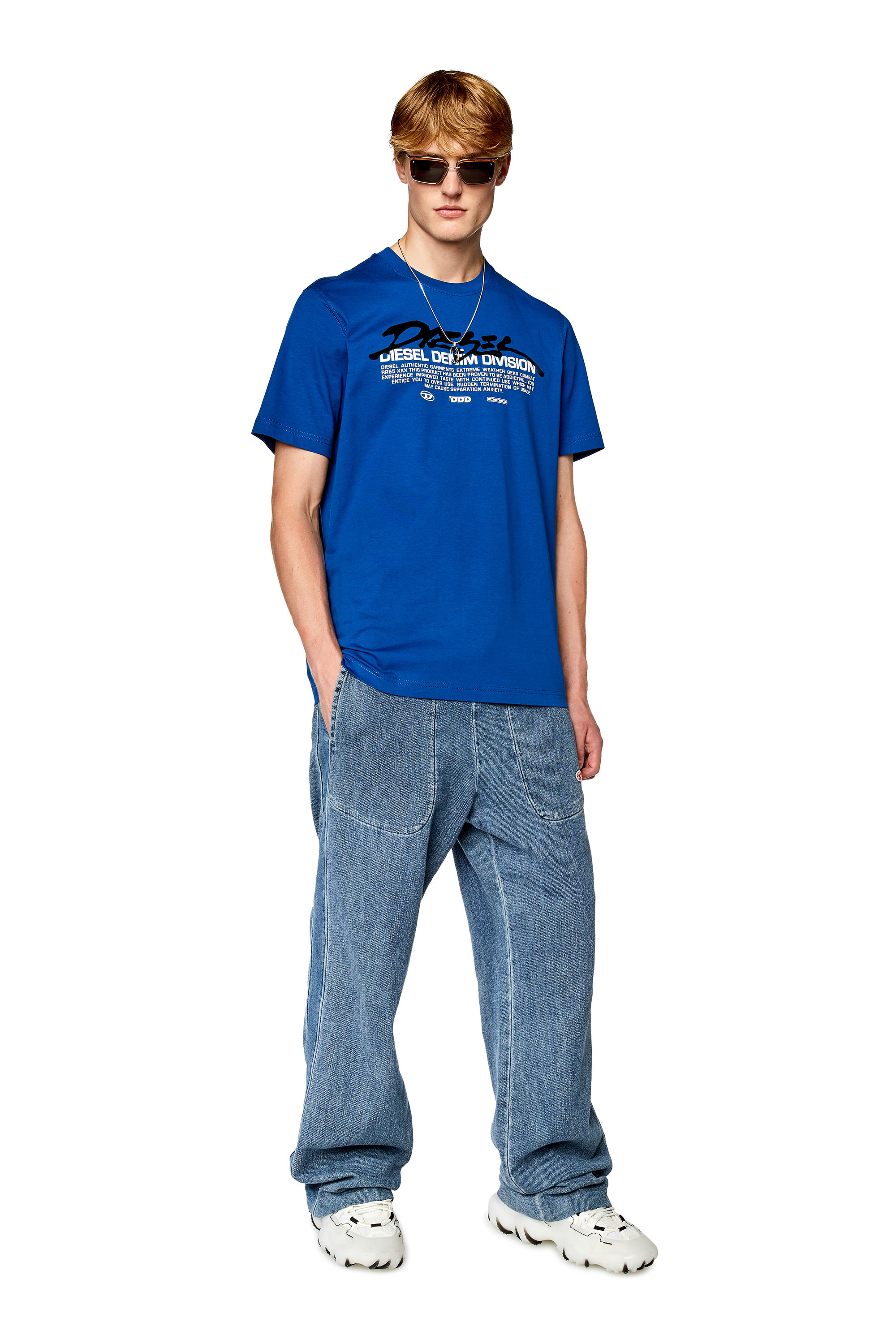 Men's T-shirt with gel Diesel print | Blue | Diesel