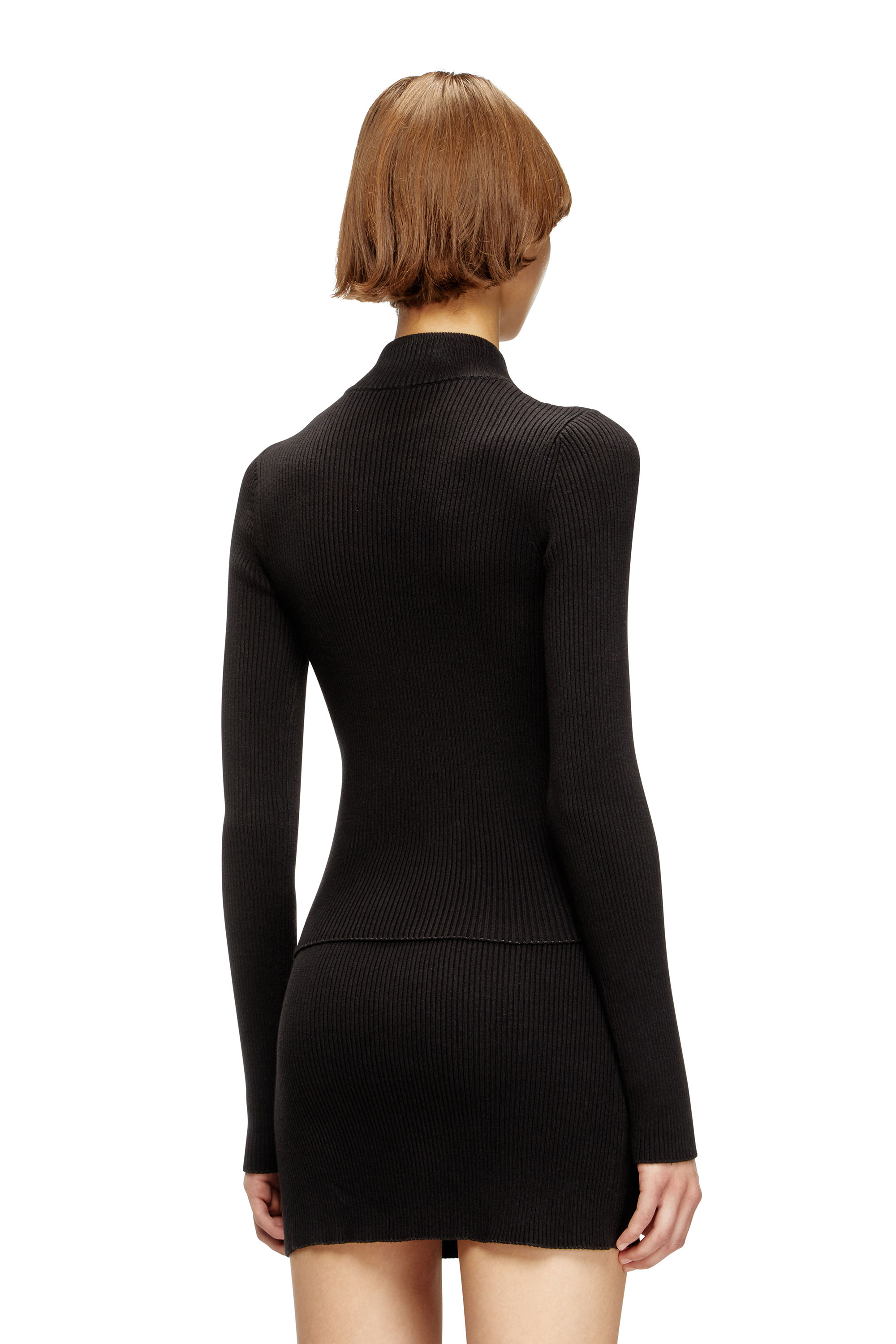 Diesel - M-MELISSA, Female's Ribbed dress with cargo pockets in Black - 3