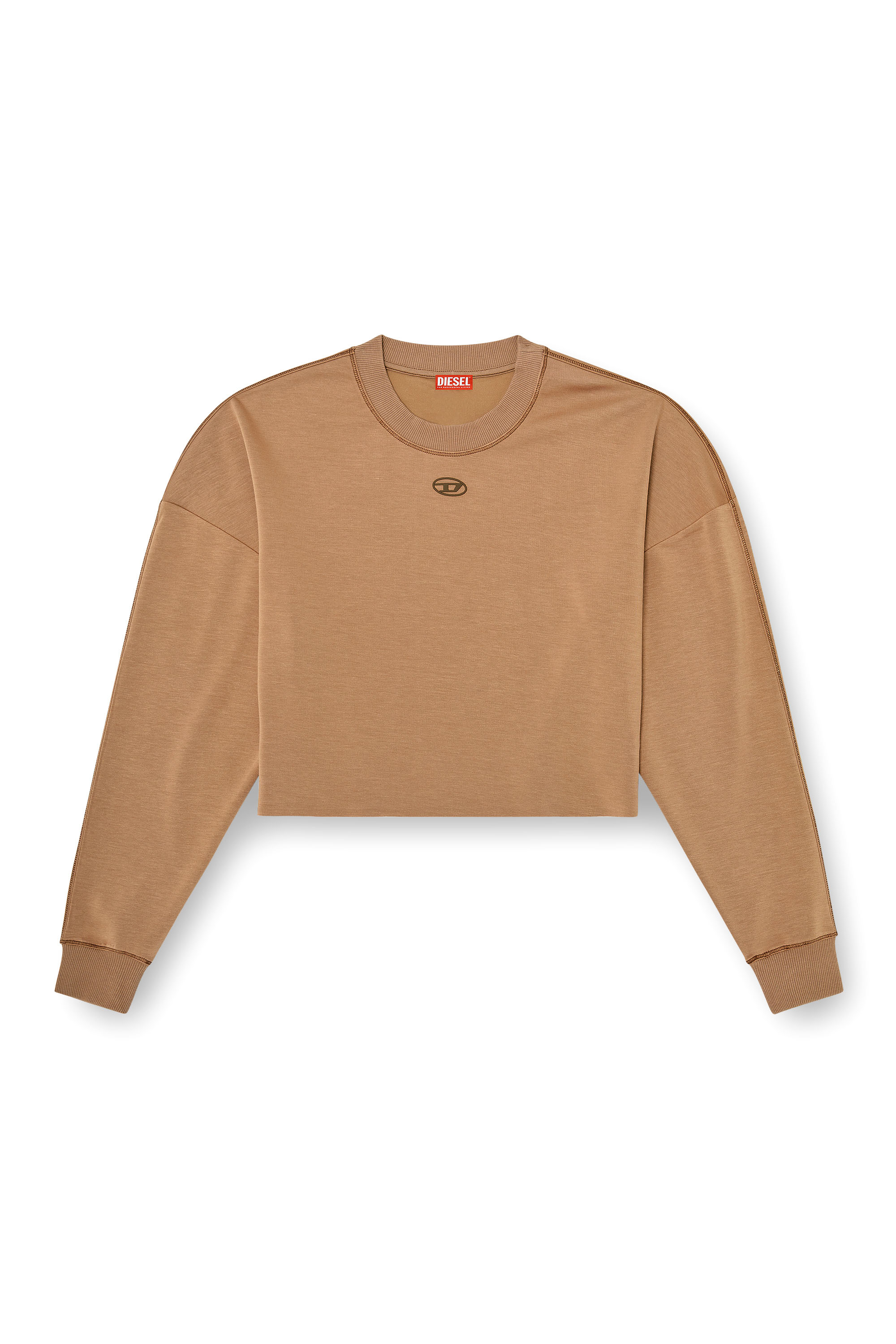 Diesel - BLAKE-UTLT, Crop top en scuba stretch l&eacute;ger Femme in Marron - 4