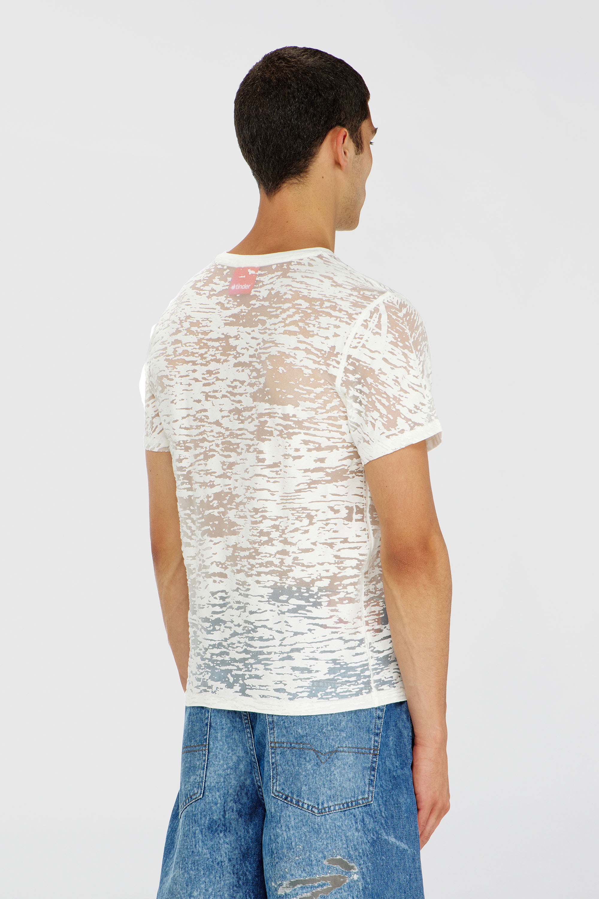 Women's T-shirt in all-over devoré jersey | White | Diesel {{Country}}