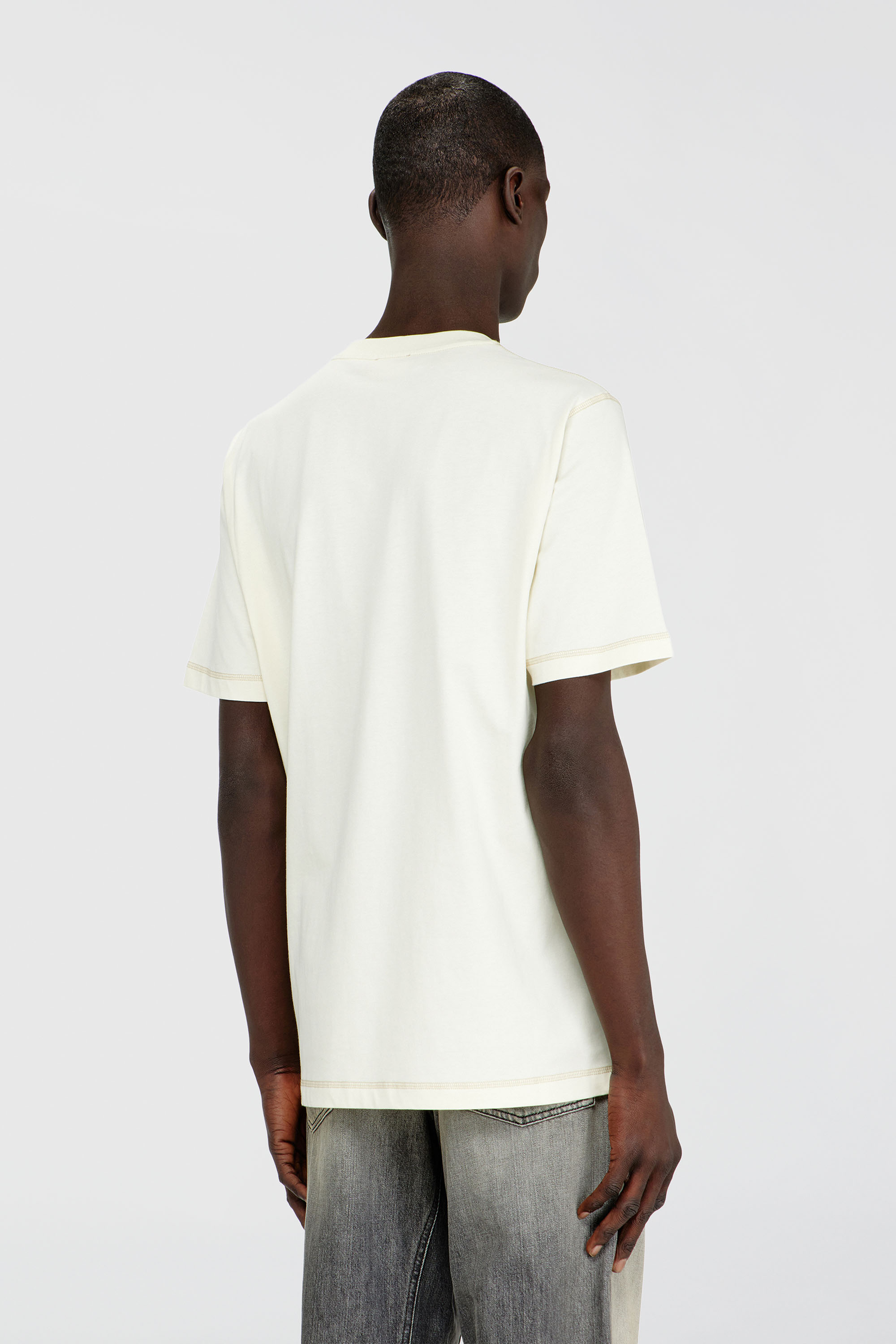 Diesel - T-ADJUST-NOTCH, Male's Regular T-shirt with embroidered patch in White - 4