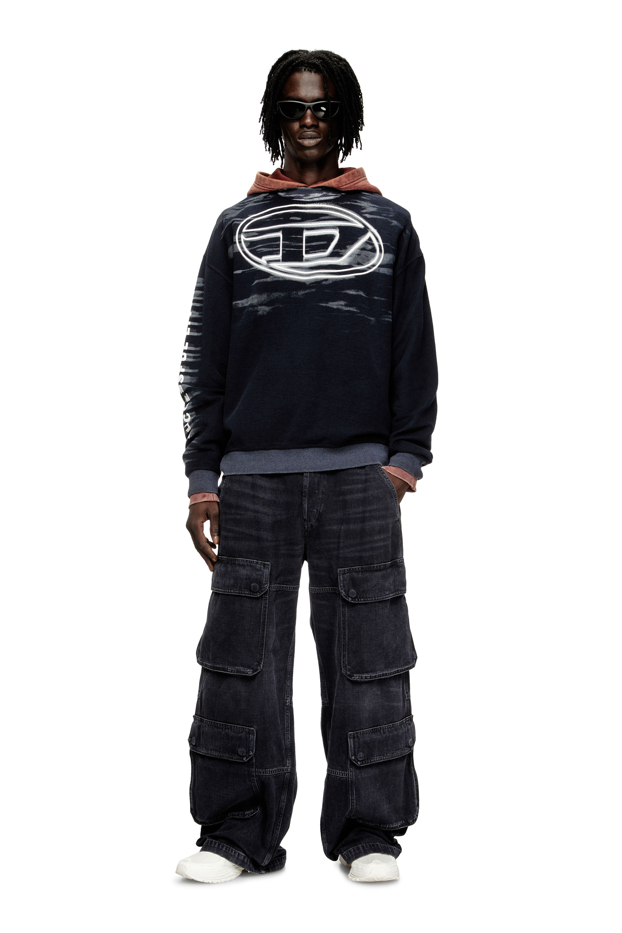 Diesel - S-BOXT-T1, Male's Cotton sweatshirt with Oval D print in Dark Blue - 2
